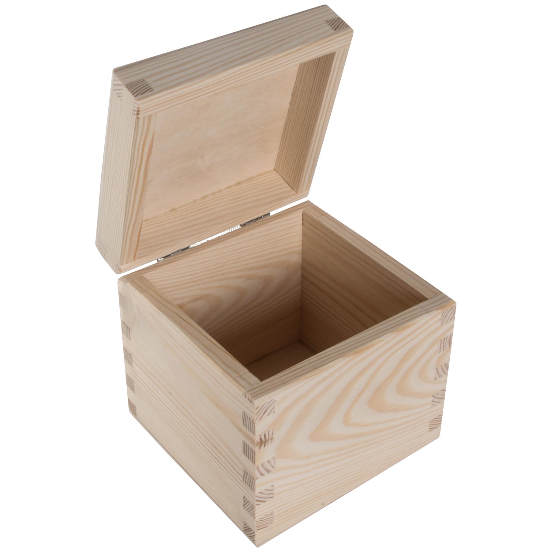 Square Wooden Lid Boxes | Plain Pine for Craft | Keepsake Trinket Memory Storage - Picture 27 of 238