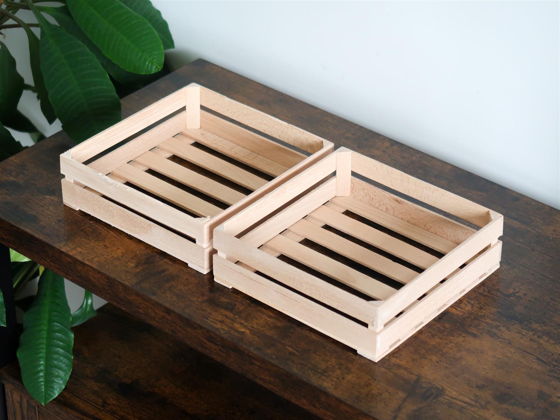 Small Square Wooden Crates Decorative Display Box Organisation Basket Plan Wood - Picture 23 of 31