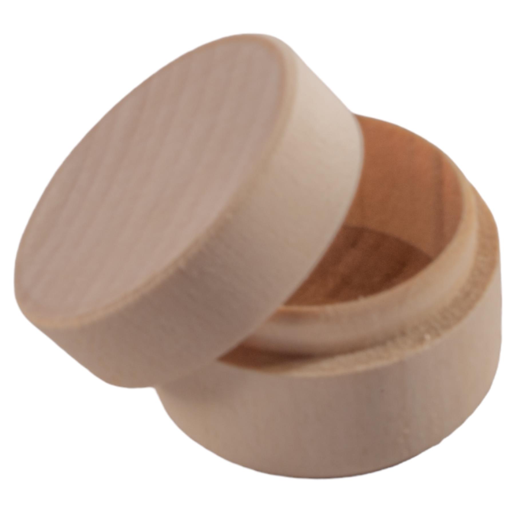 Plain Round Wooden Ring Box Ø40 H25 mm Jewellery Trinket Earrings Gifts Case - Picture 8 of 13