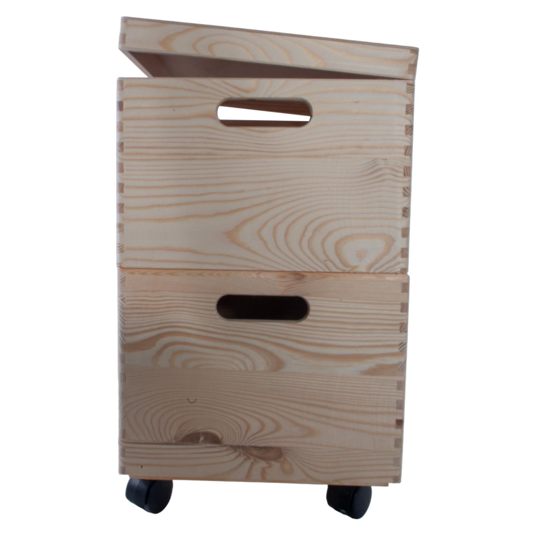 Grandes cajas de madera apilables con asas de tapa ruedas - Imagen 17 de 68