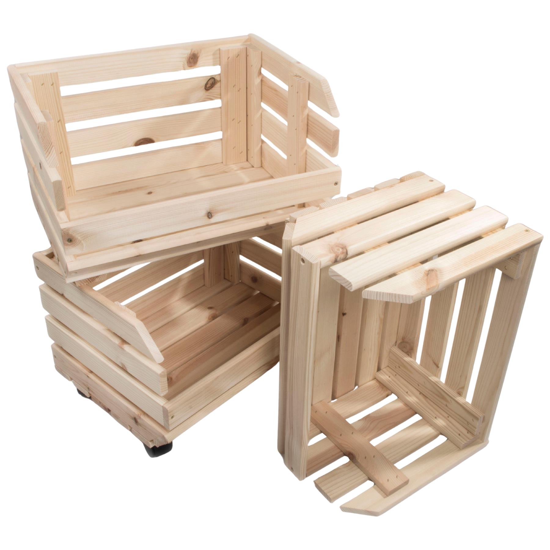 Wooden Unpainted Stackable Storage Box Crate Container Display Unit 1-3 Tier - Picture 39 of 49