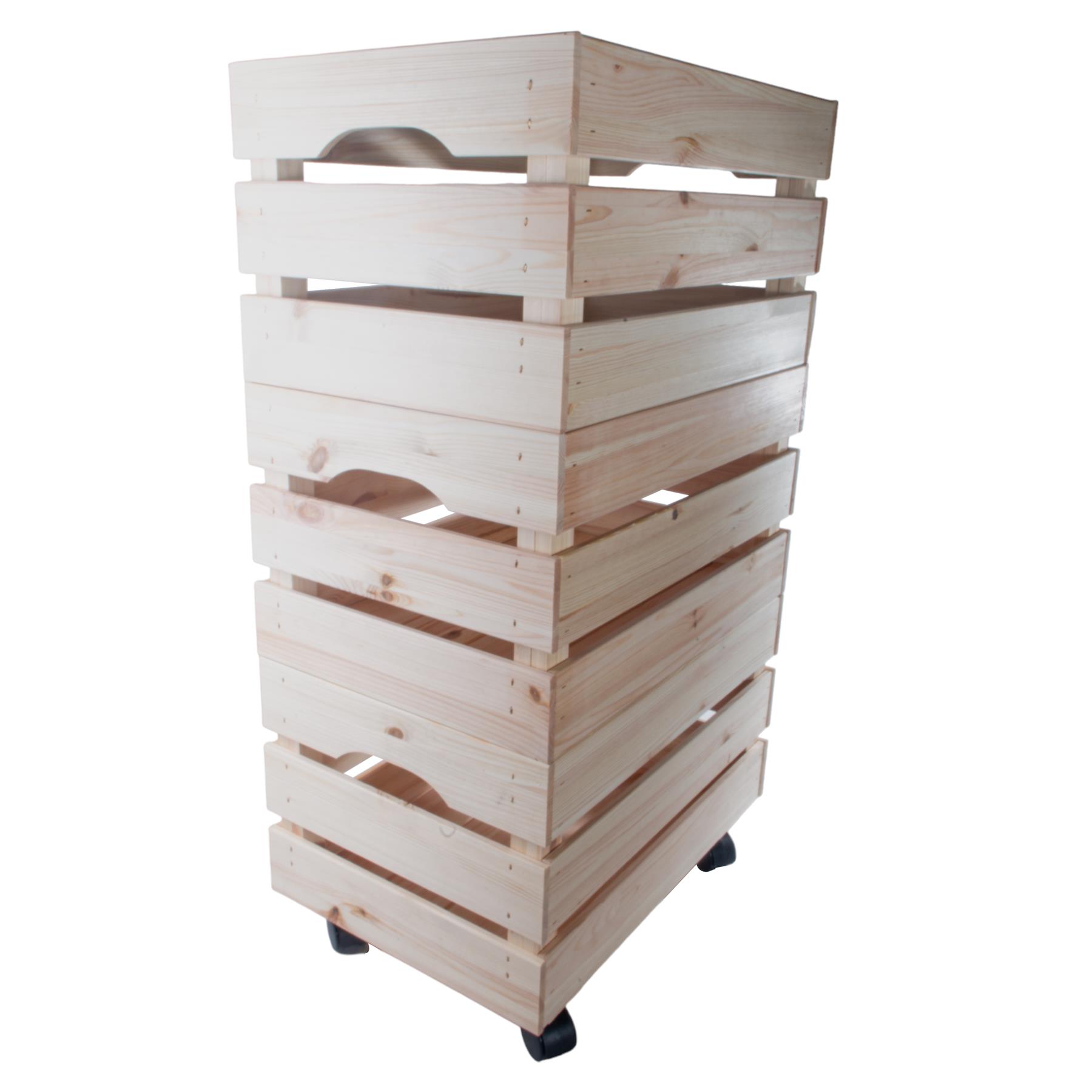 Large Wooden Crate With Wheels |1-4 Tier| Plain Pine Saving Space Storage Box - Picture 43 of 60