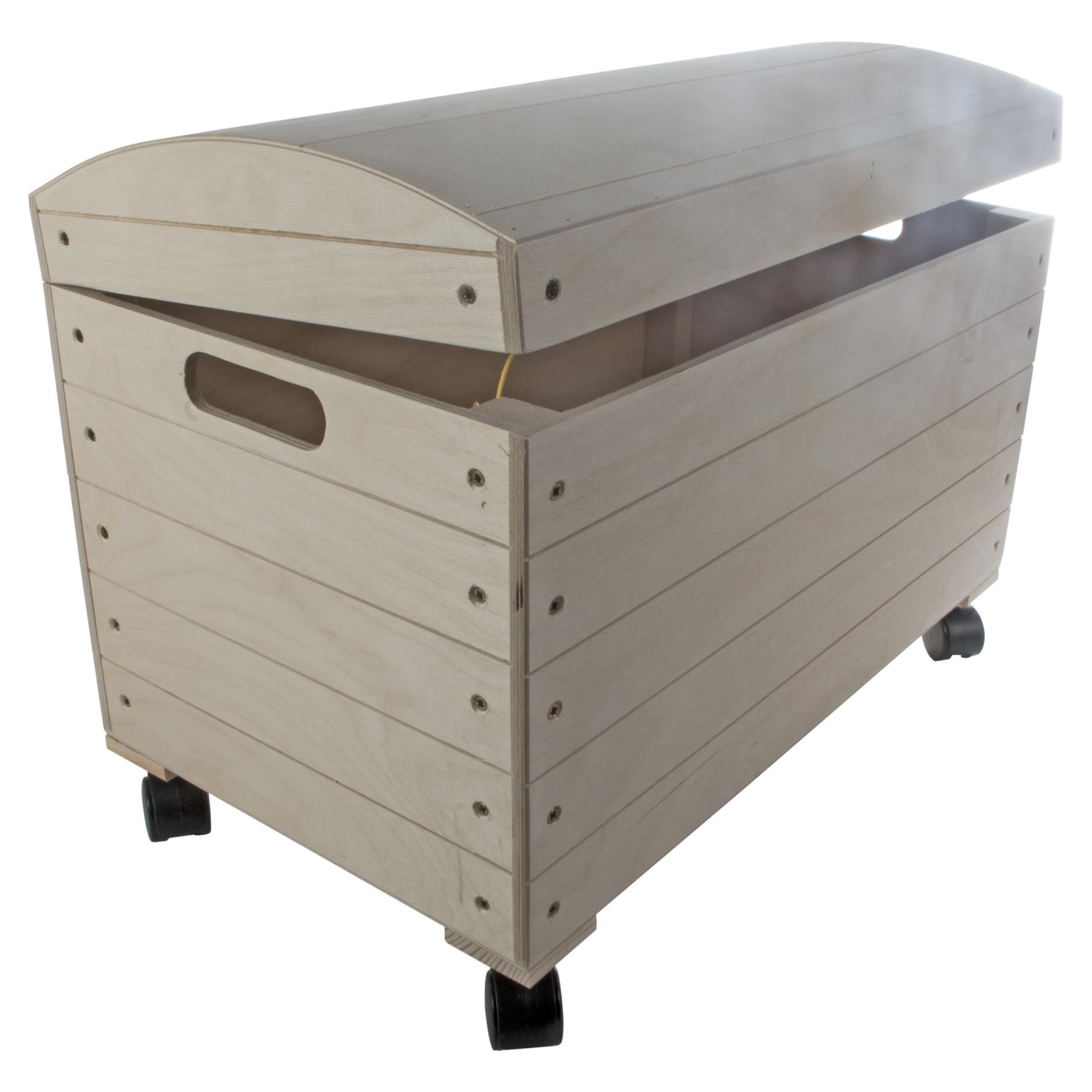 Wooden Trunk Chest Storage Box Lid & Wheels | Paint Yourself | Choice of Sizes - Picture 16 of 21