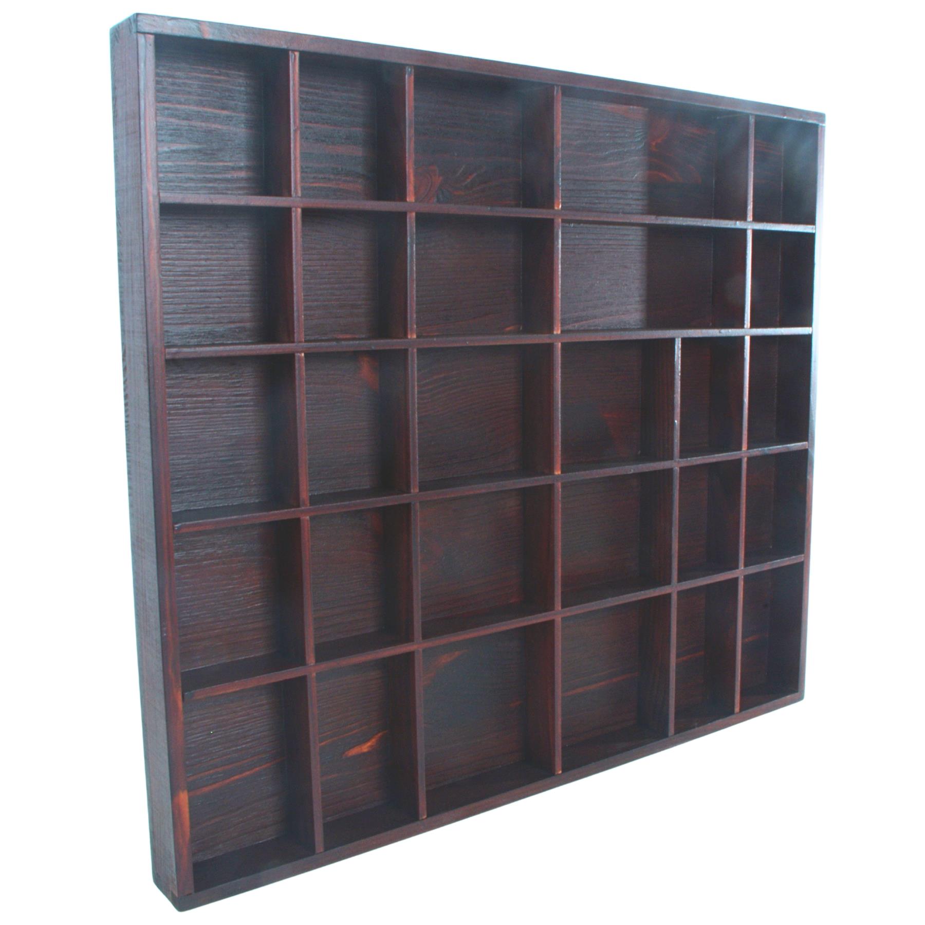 Wooden Display Cabinet Wall Trinket Shelf Tray 28 Compartments Choice of Colours - Picture 46 of 48