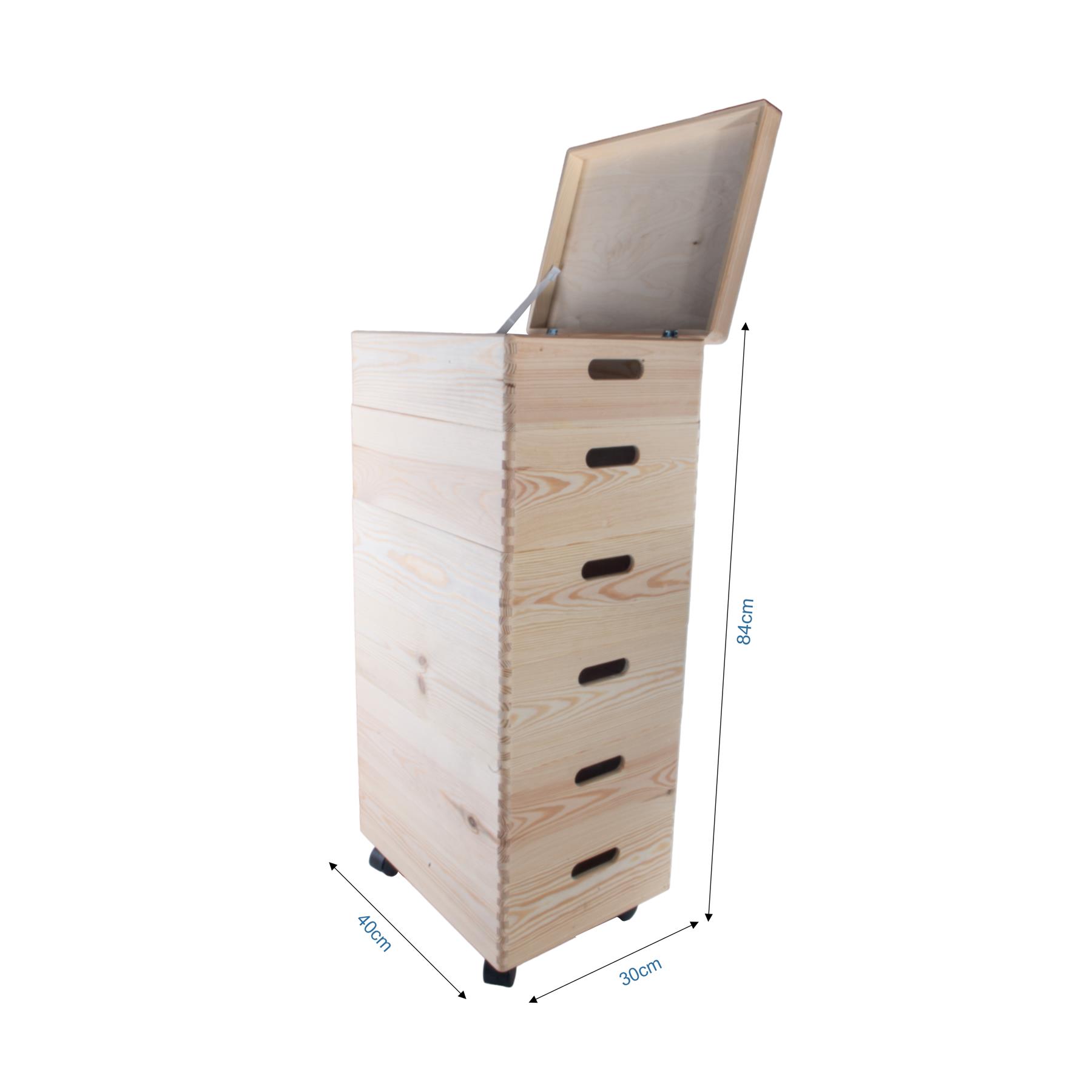 2-6 Stufen Kiefer stapelbar Holz Aufbewahrungsboxen Deckel Räder | Einfach Unlackiert Zum Selbermachen - Bild 37 von 41