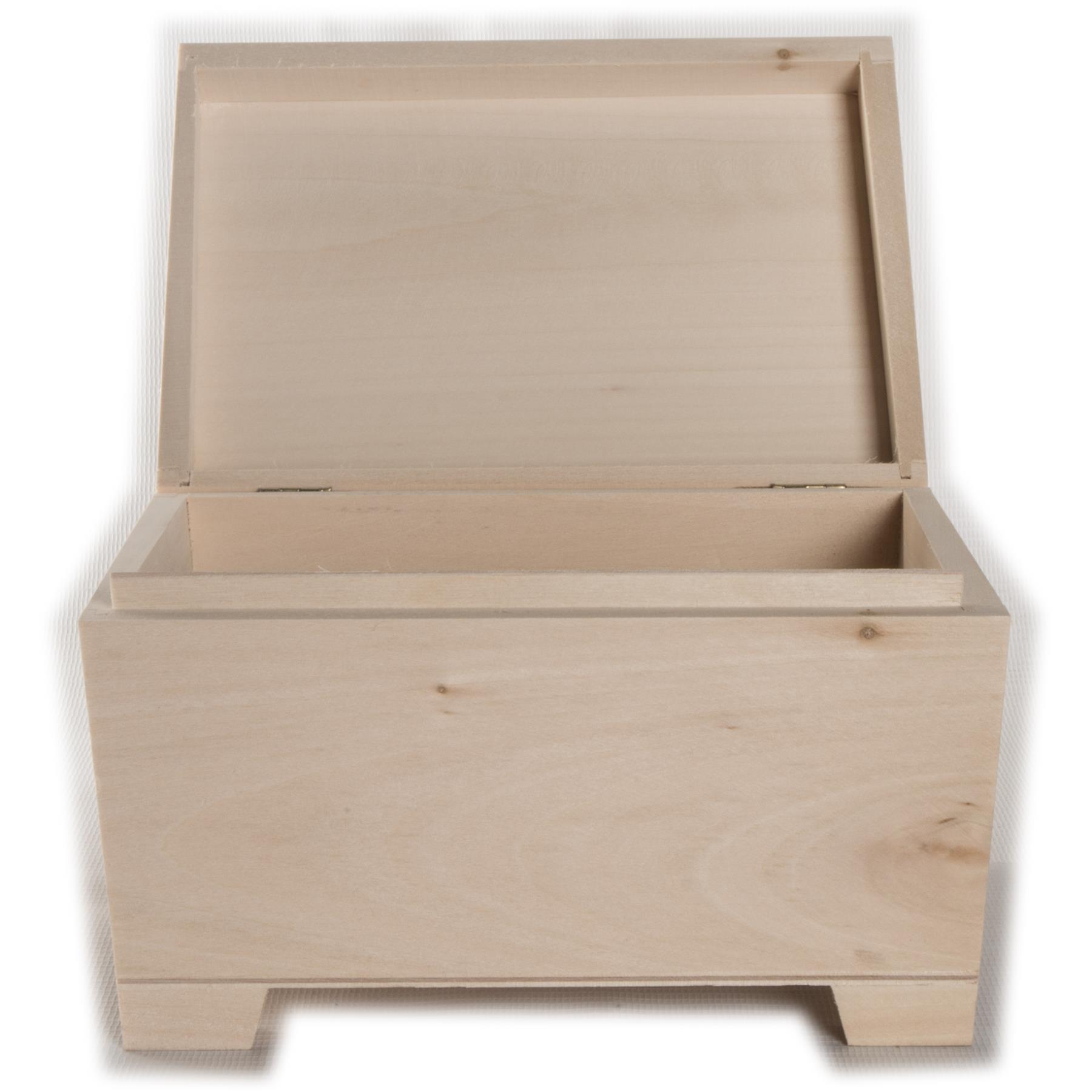 Plain Wood Treasure Chest Keepsake Memory Storage Box To Decorate