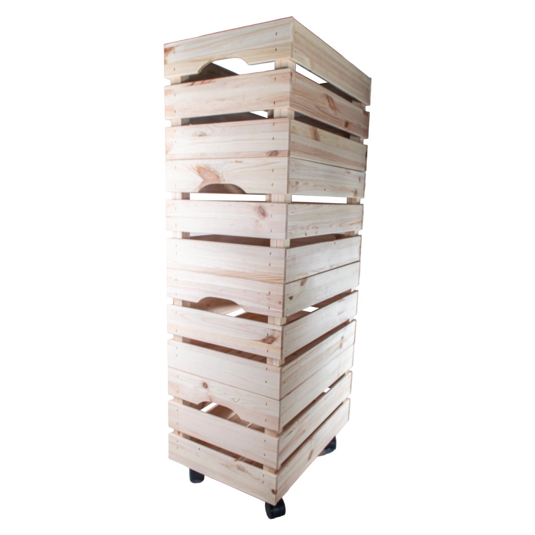 Large Wooden Crate With Wheels |1-4 Tier| Plain Pine Saving Space Storage Box - Picture 50 of 60