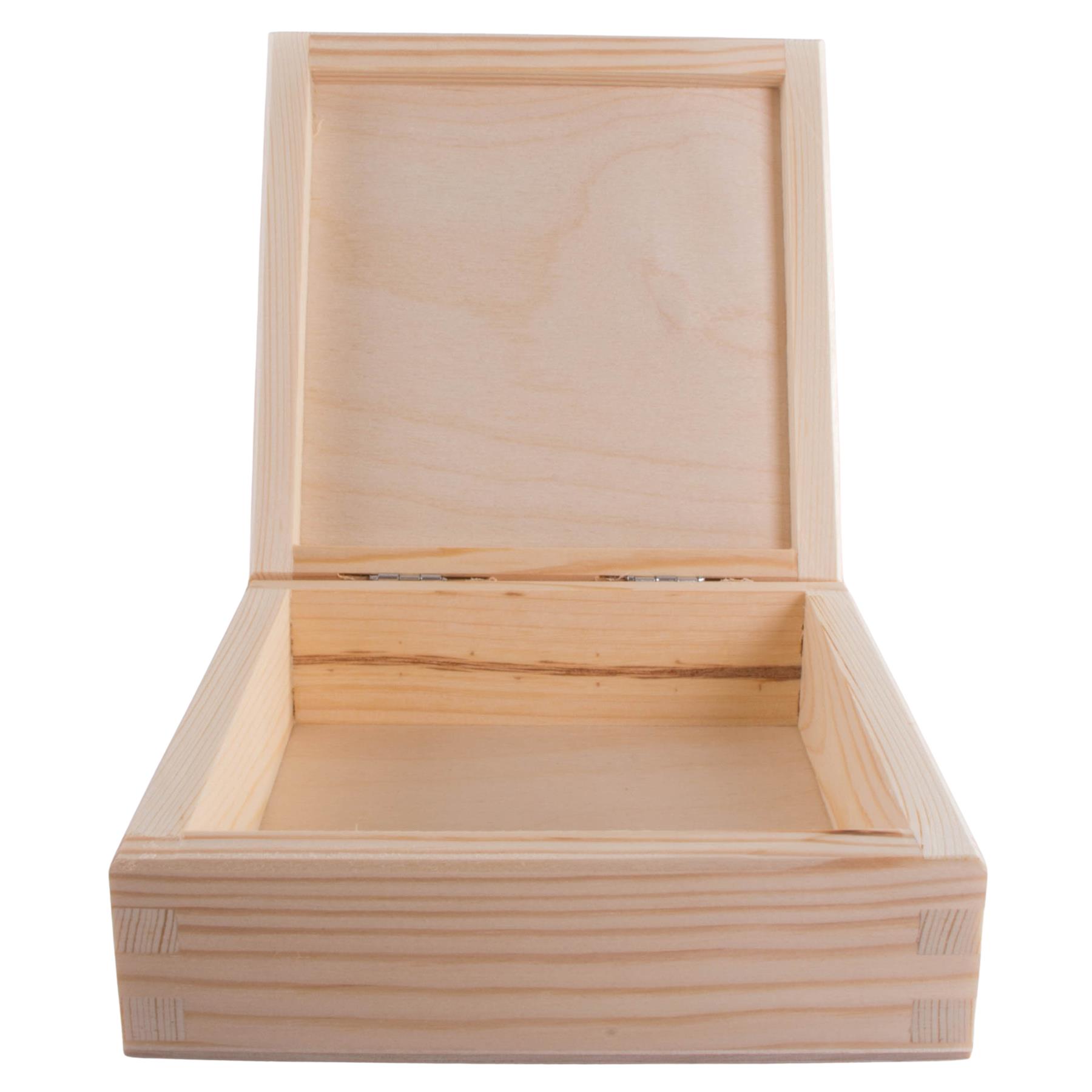 Square Wooden Lid Boxes | Plain Pine for Craft | Keepsake Trinket Memory Storage - Picture 72 of 238