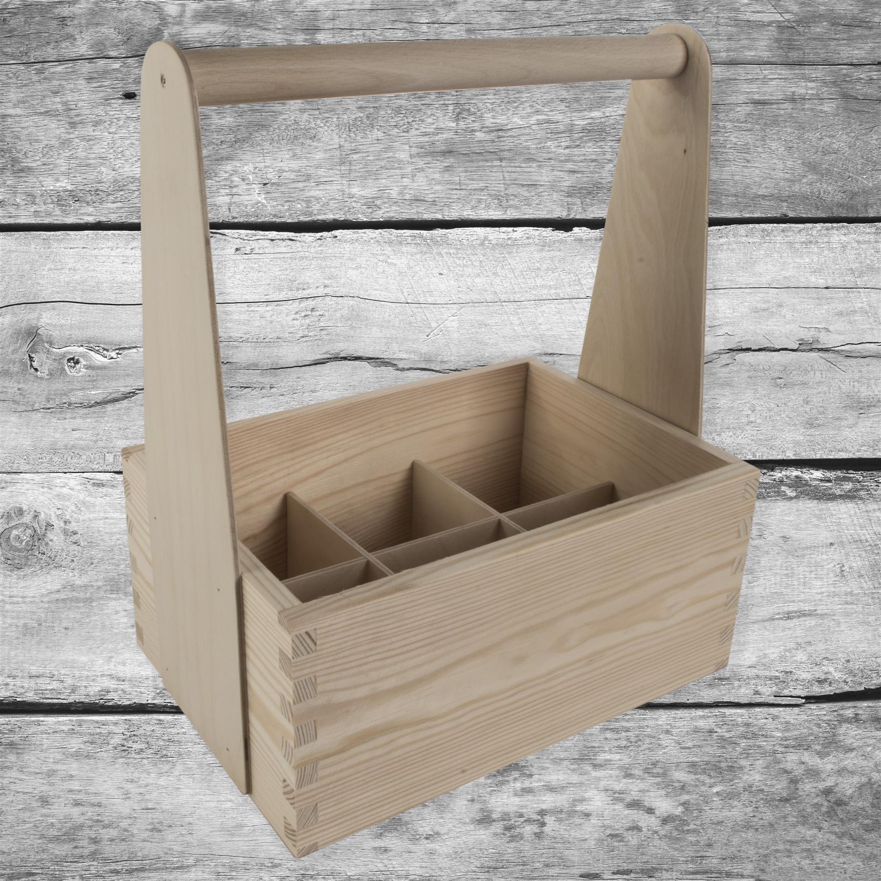 Decorative Wooden Bottle Carrier Holder Caddy Tote Trug Craft Personalization - Picture 18 of 18