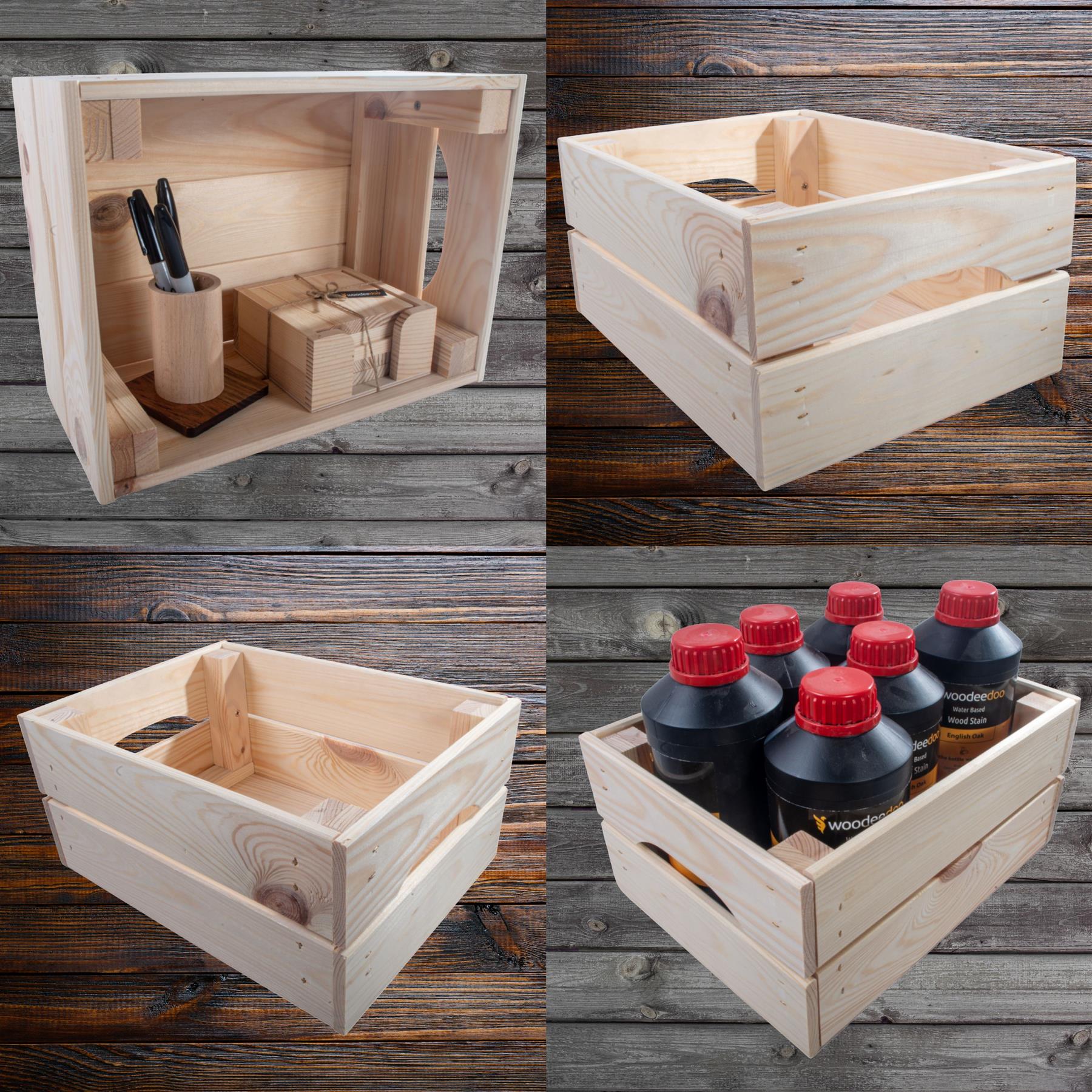 Wooden Crates Storage Boxes /2 Sizes/ Plain Unpainted Pinewood To Decorate Craft - Picture 19 of 40