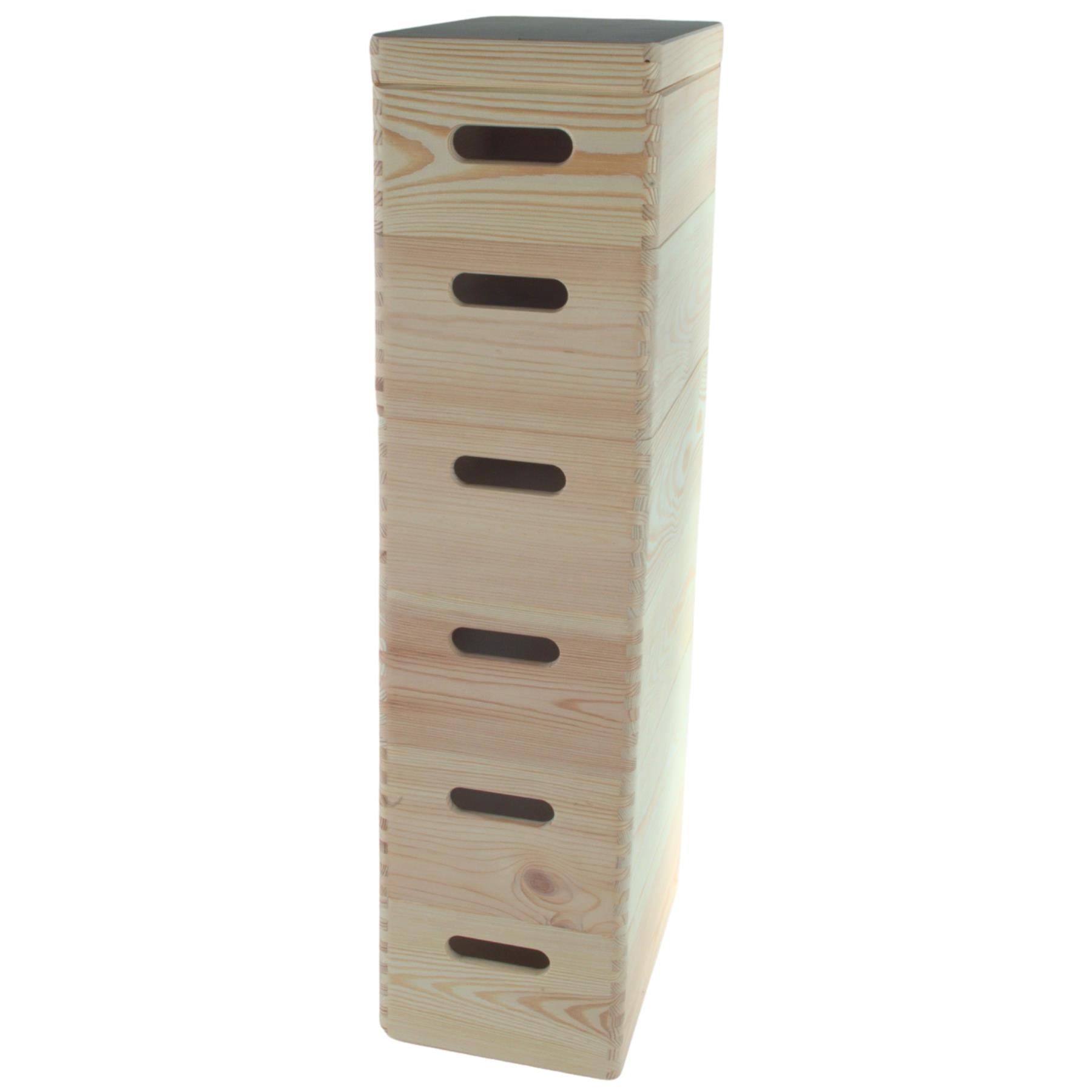 Wooden Stacking Storage Boxes Narrow Small Spaces Bathroom Kitchen Slim Crates - Picture 53 of 61