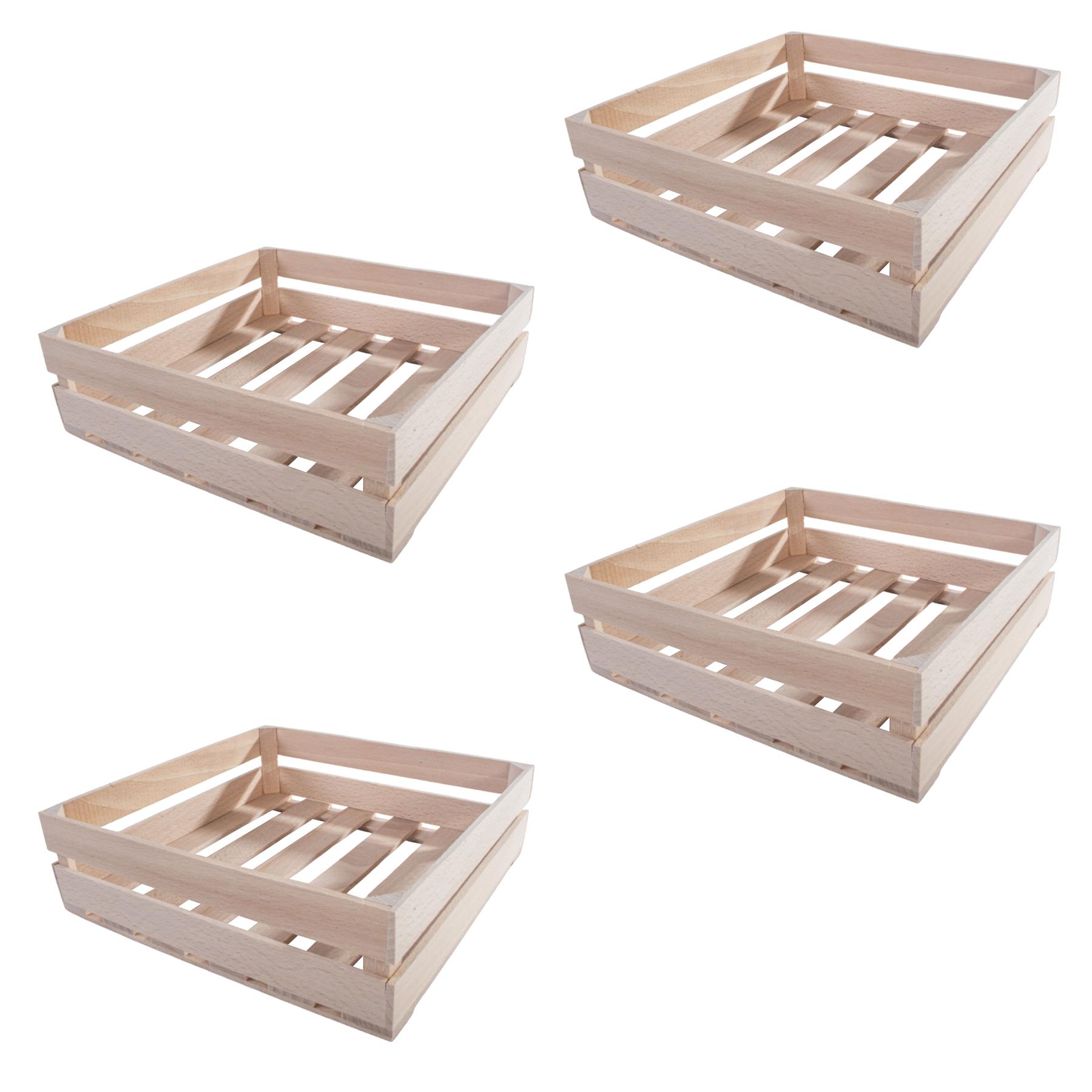 Small Square Wooden Crates Decorative Display Box Organisation Basket Plan Wood - Picture 27 of 31