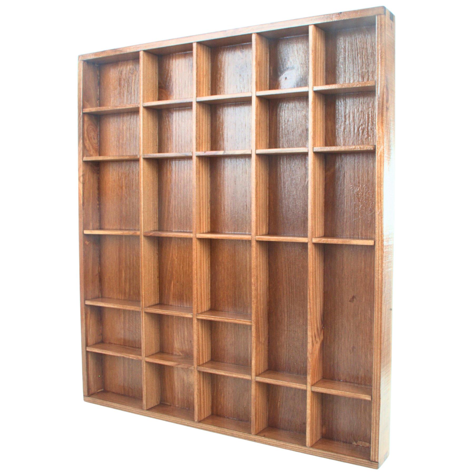 Wooden Display Cabinet Wall Trinket Shelf Tray 28 Compartments Choice of Colours - Picture 24 of 48
