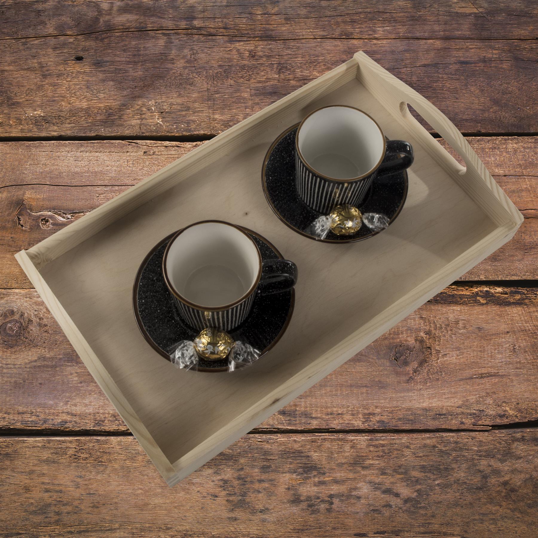 Decorative Serving Trays | Plain Pinewood | Tea Coffee Milk Breakfast Parties - Picture 84 of 144