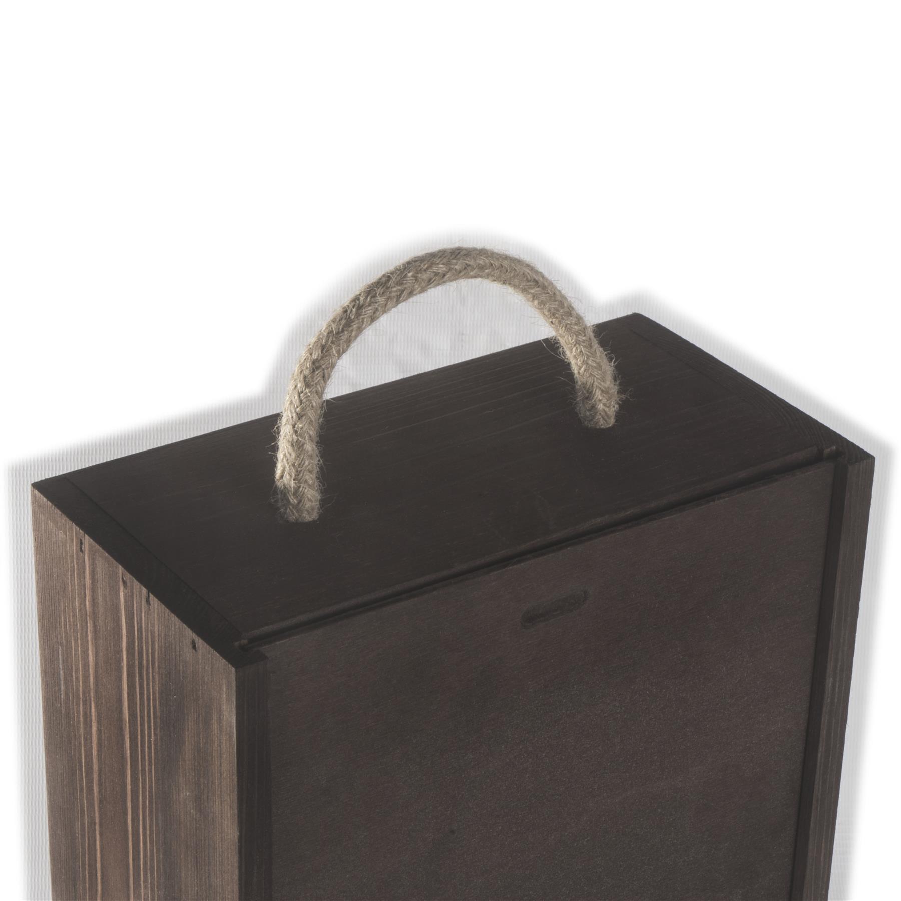 Wine Wooden Gift Box 2 Bottles Rope Handle 10 Colours Filling Incl.