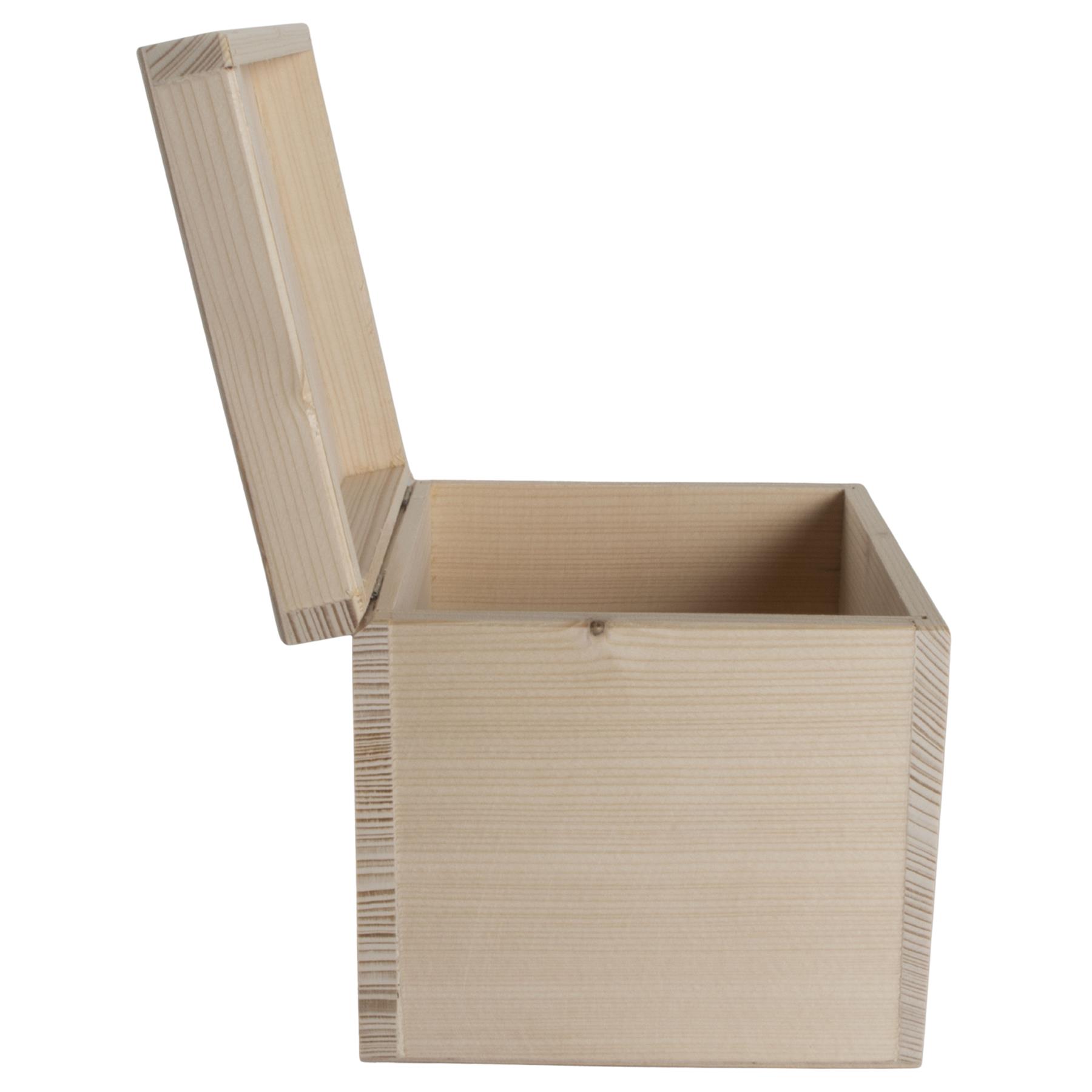 Square Wooden Lid Boxes | Plain Pine for Craft | Keepsake Trinket Memory Storage - Picture 137 of 238