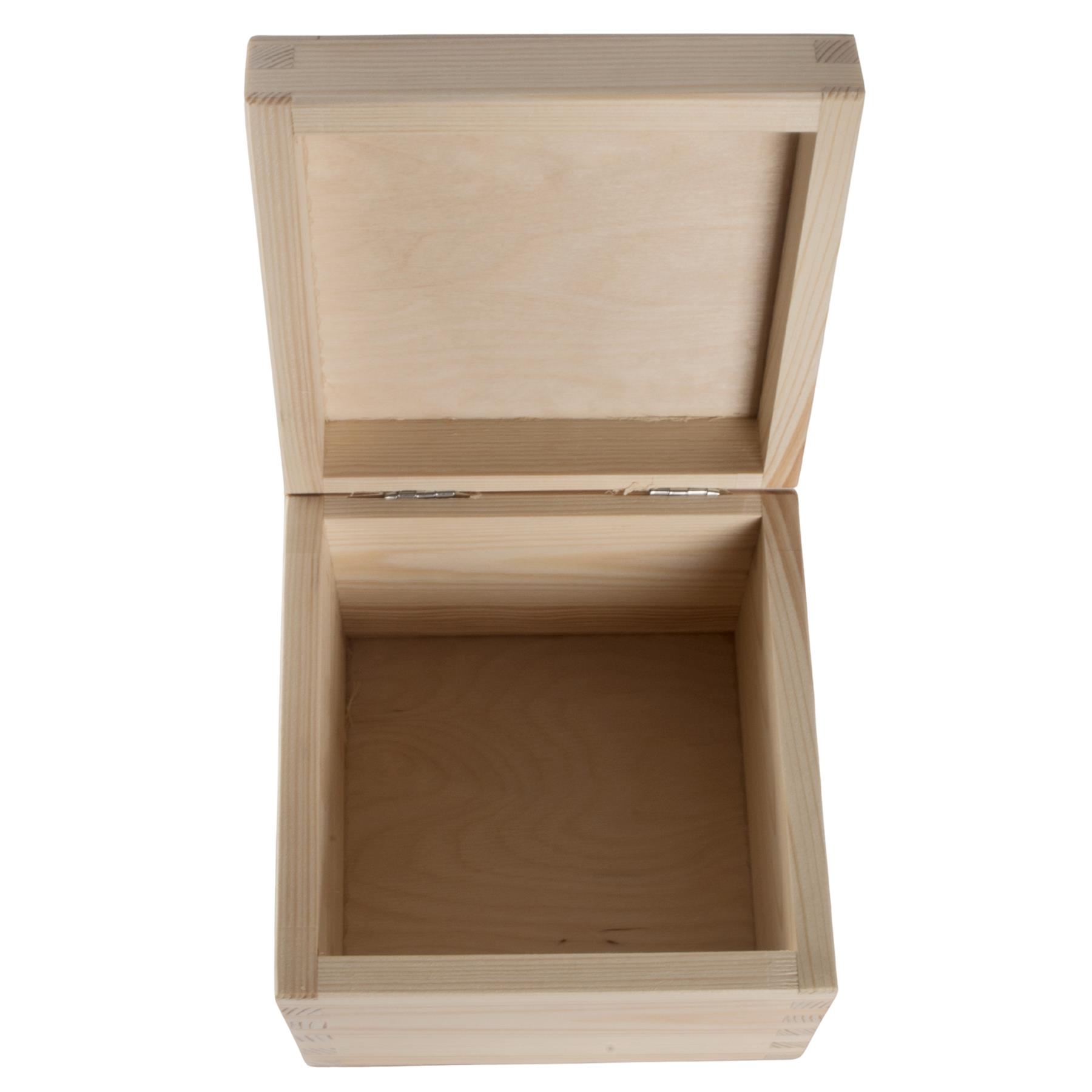 Square Wooden Lid Boxes | Plain Pine for Craft | Keepsake Trinket Memory Storage - Picture 55 of 238