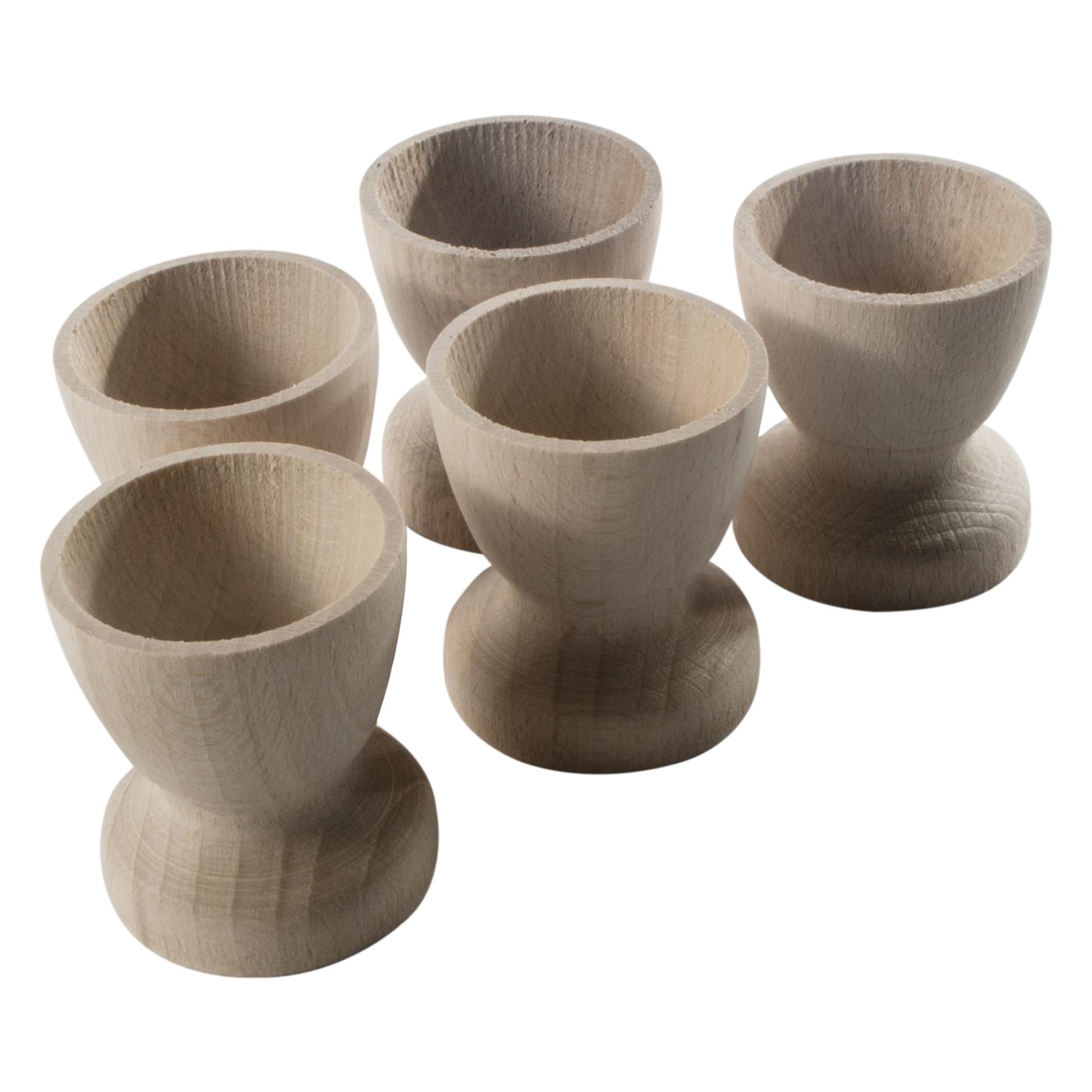 Clásico Tazas de Huevos de Madera Haya Natural Artesanía Desayuno Soporte de Boda - Imagen 13 de 25