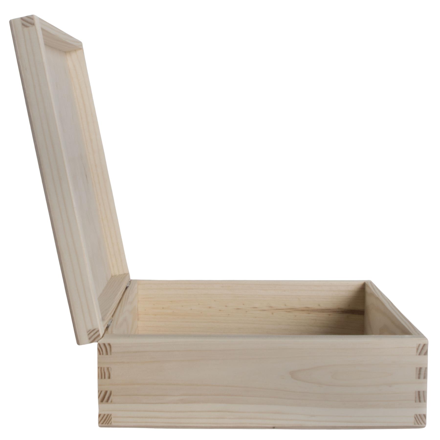 Square Wooden Lid Boxes | Plain Pine for Craft | Keepsake Trinket Memory Storage - Picture 174 of 238