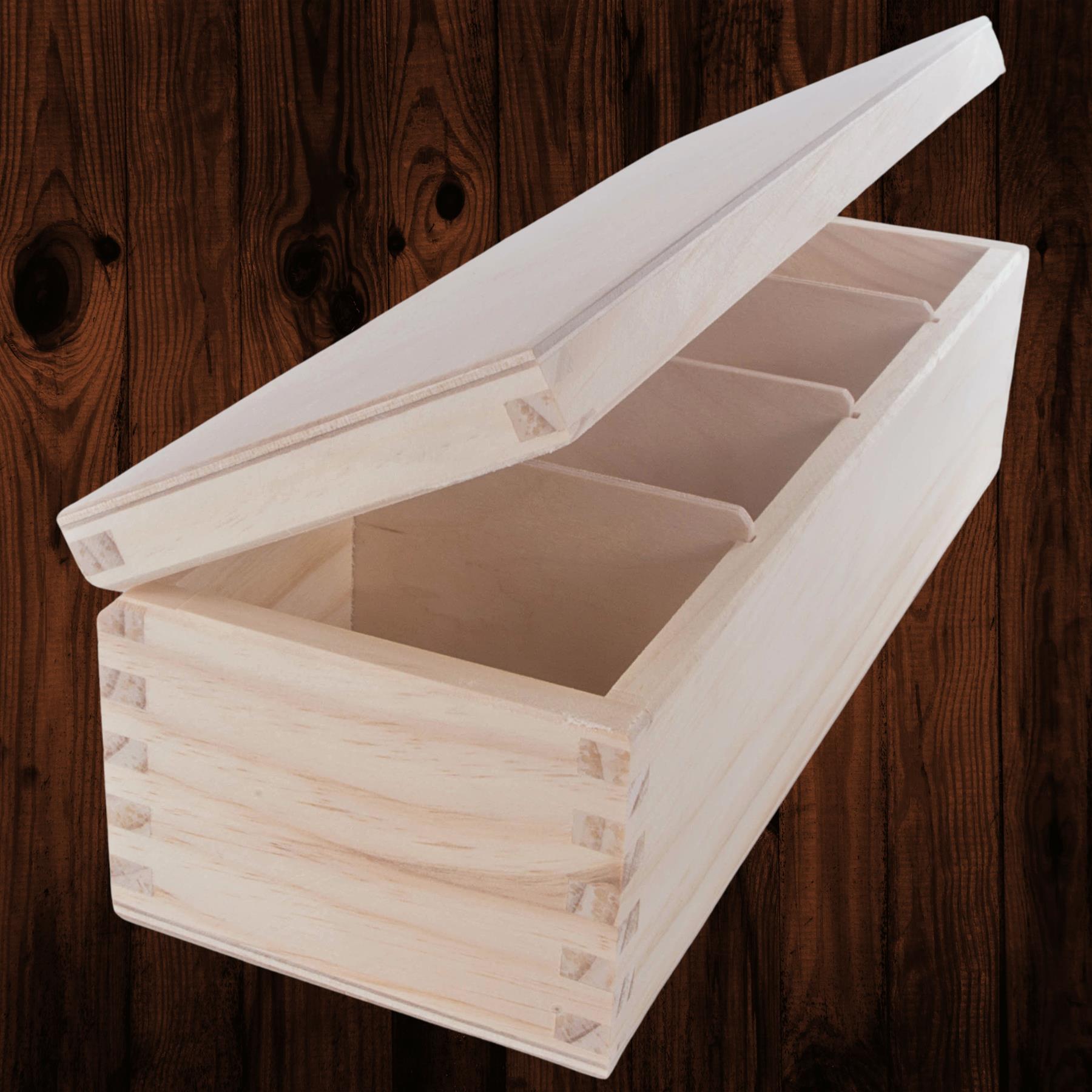 Holz Länglich Tee Box Ordnung Aufbewahrung Organizer Einfach Halter Etui 2-4 Fächer - Bild 38 von 48