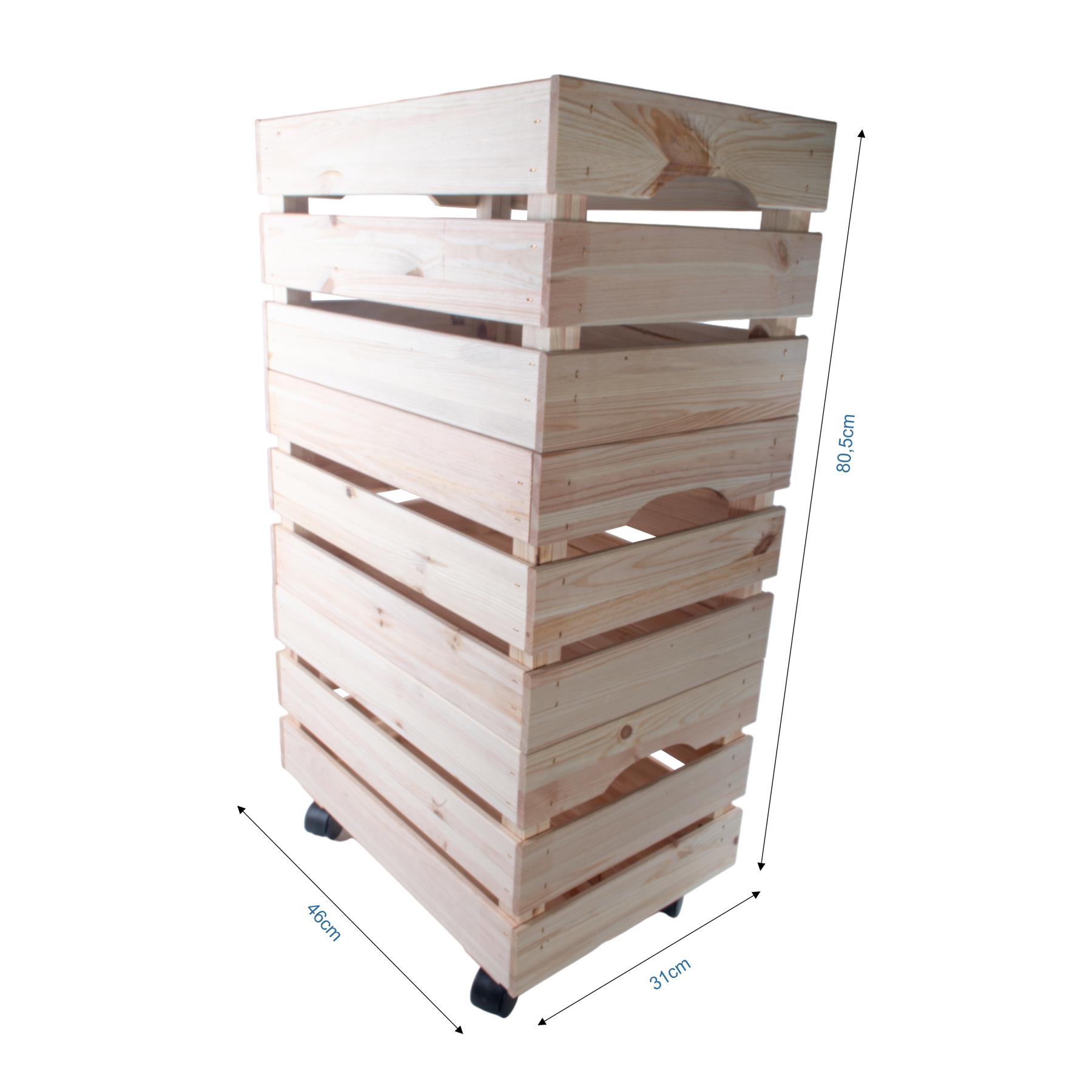 Large Wooden Crate With Wheels |1-4 Tier| Plain Pine Saving Space Storage Box - Picture 40 of 60
