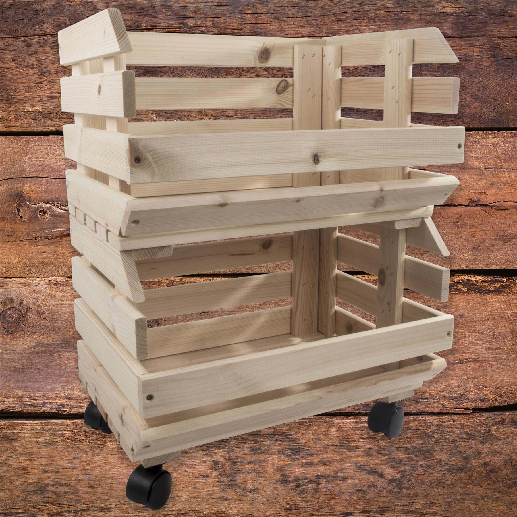 Wooden Unpainted Stackable Storage Box Crate Container Display Unit 1-3 Tier - Picture 37 of 49