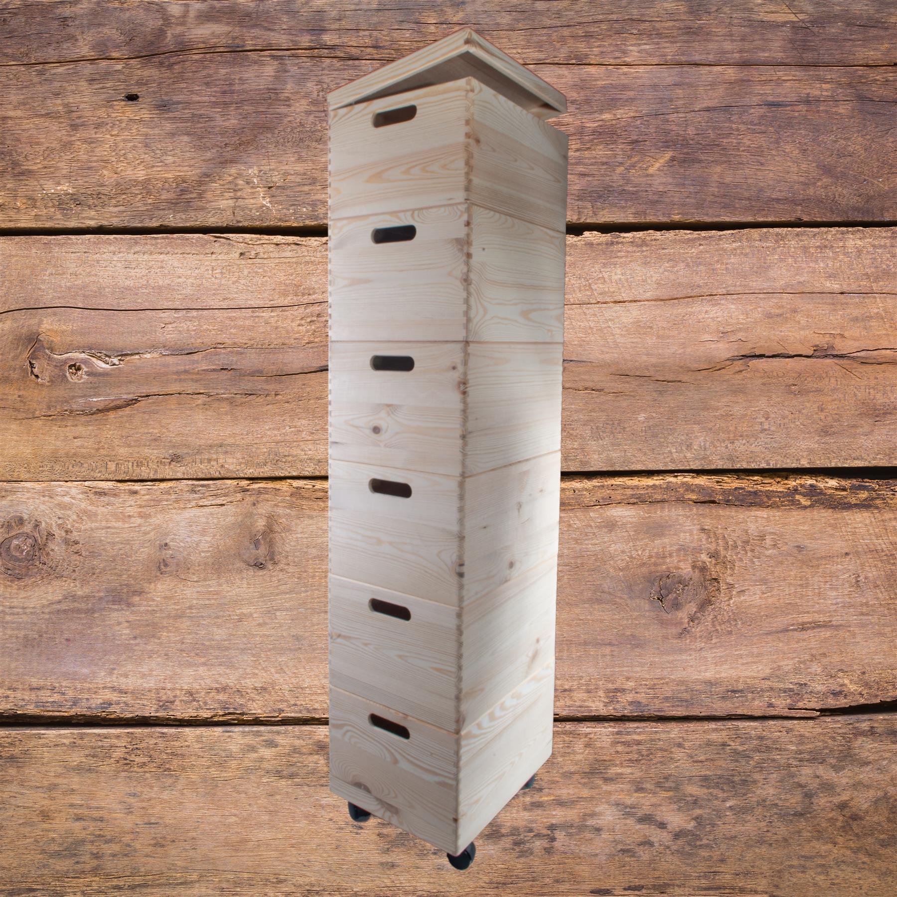Grandes cajas de madera apilables con asas de tapa ruedas - Imagen 68 de 68