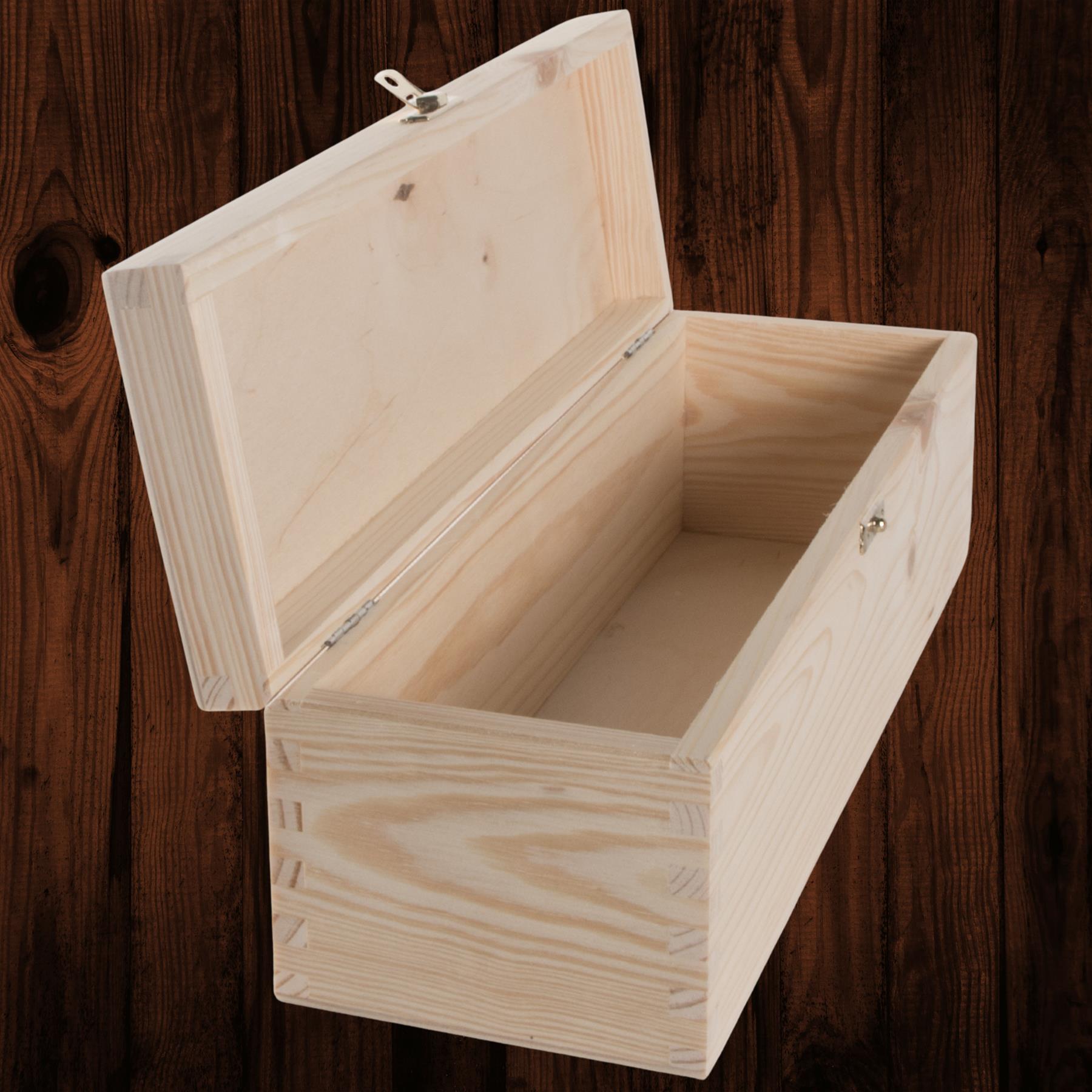 Rectangular Long Oblong Trinket Wooden Box Case / Plain Decorative Pine/ 2 Sizes - Picture 14 of 23