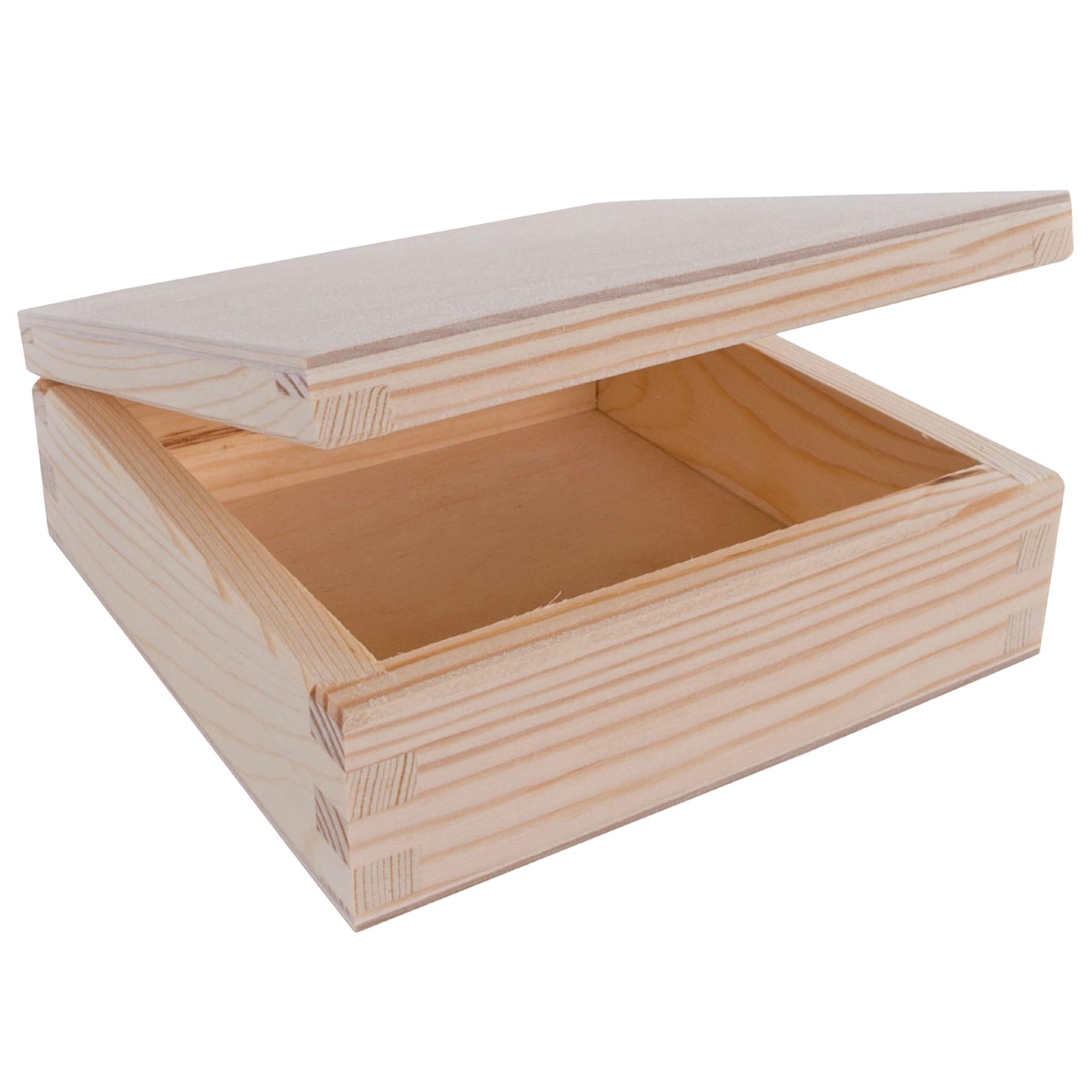 Square Wooden Lid Boxes | Plain Pine for Craft | Keepsake Trinket Memory Storage - Picture 74 of 238