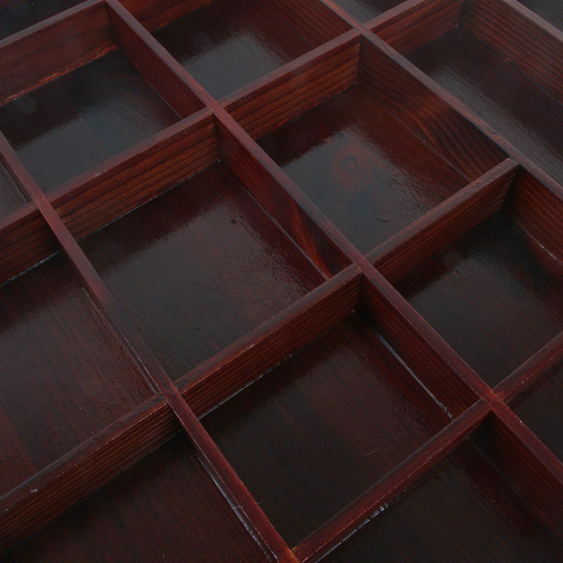 Wooden Display Cabinet Wall Trinket Shelf Tray 28 Compartments Choice of Colours - Picture 45 of 48