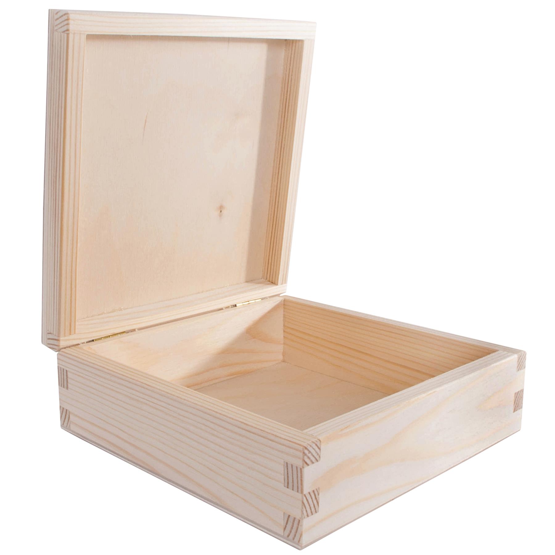 Square Wooden Lid Boxes | Plain Pine for Craft | Keepsake Trinket Memory Storage - Picture 102 of 238