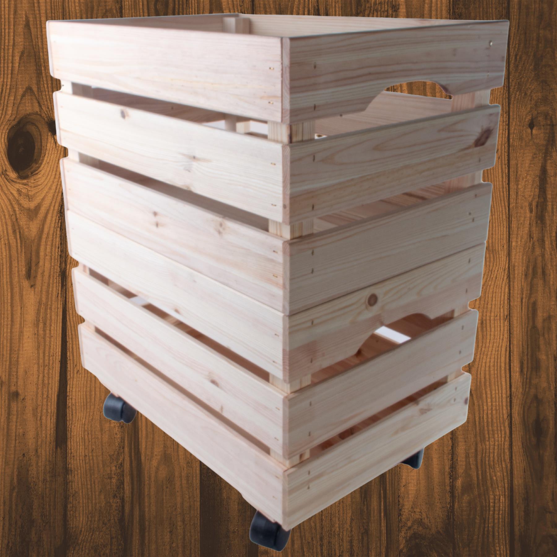 Large Wooden Crate With Wheels |1-4 Tier| Plain Pine Saving Space Storage Box - Picture 25 of 60