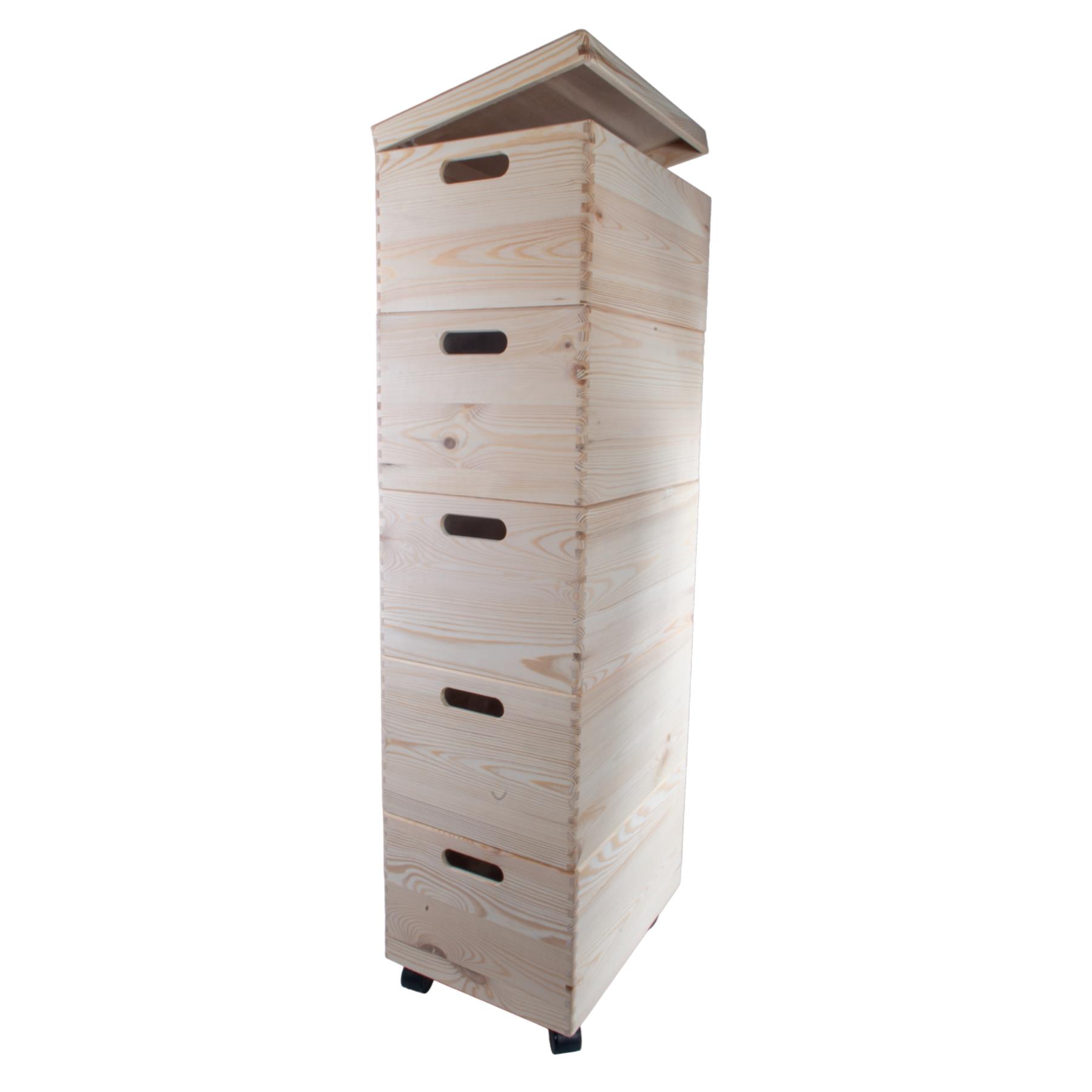 Grandes cajas de madera apilables con asas de tapa ruedas - Imagen 57 de 68