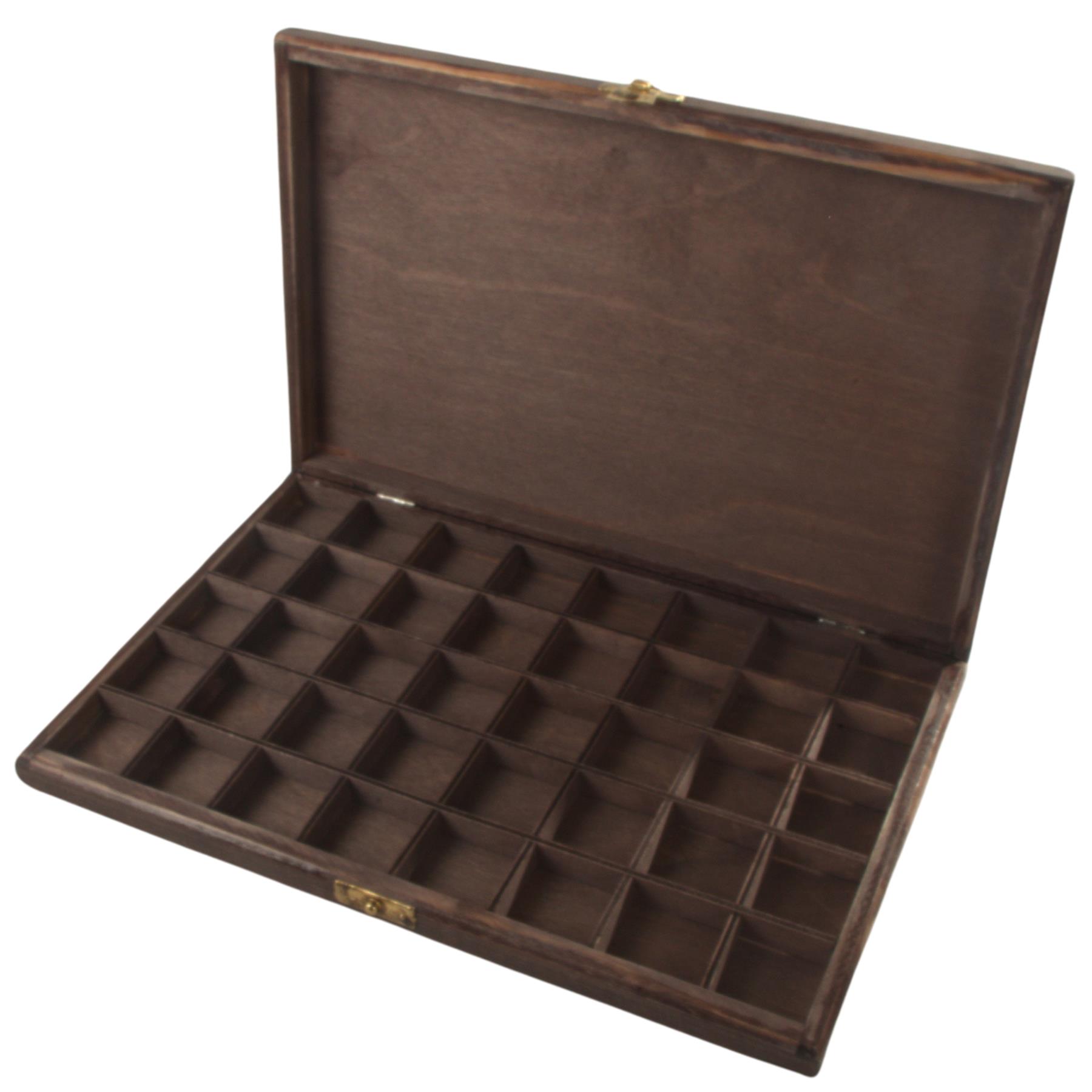 Hand-stained Wooden 40 Compartments Shallow Boxes for Gems Beads Jewellery - Picture 32 of 60