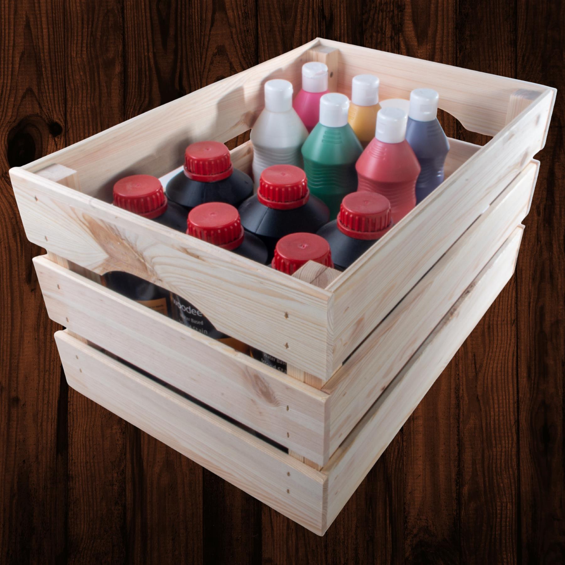 Wooden Crates Storage Boxes /2 Sizes/ Plain Unpainted Pinewood To Decorate Craft - Picture 38 of 40