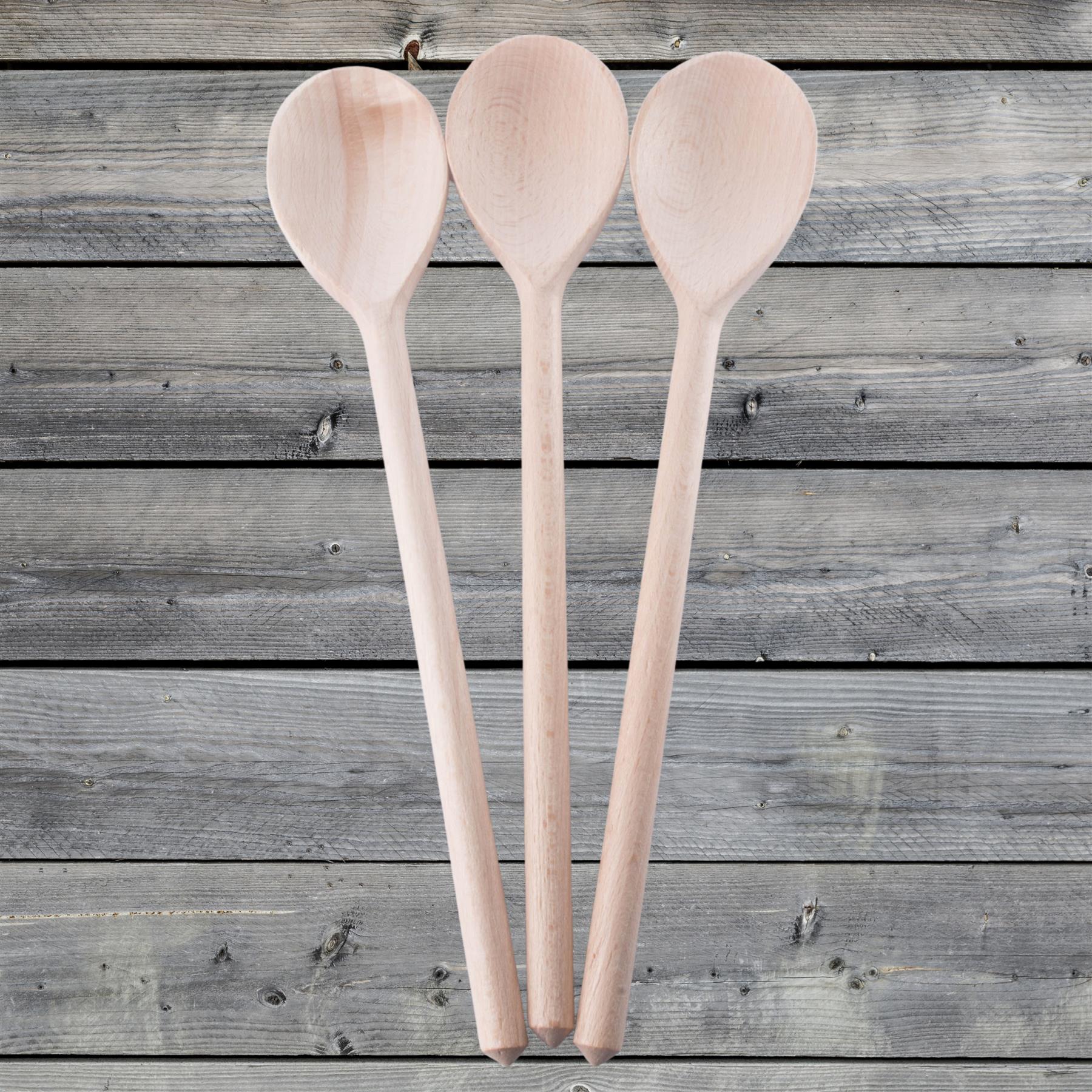 Regular Wooden Spoon 30cm (12") Long Beechwood Non-Stick Turner Kitchen Cooking - Picture 43 of 52