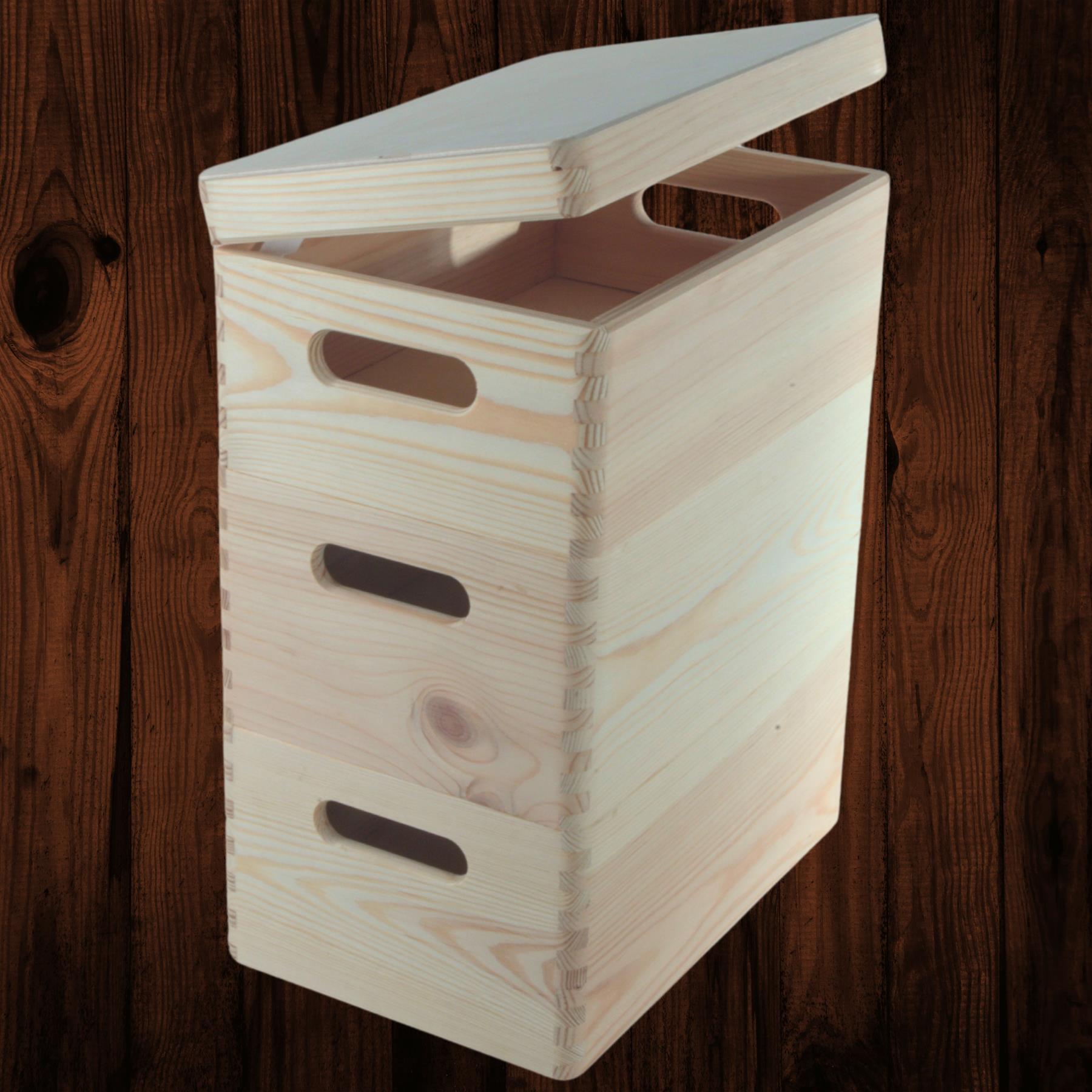 Wooden Stacking Storage Boxes Narrow Small Spaces Bathroom Kitchen Slim Crates - Picture 15 of 61