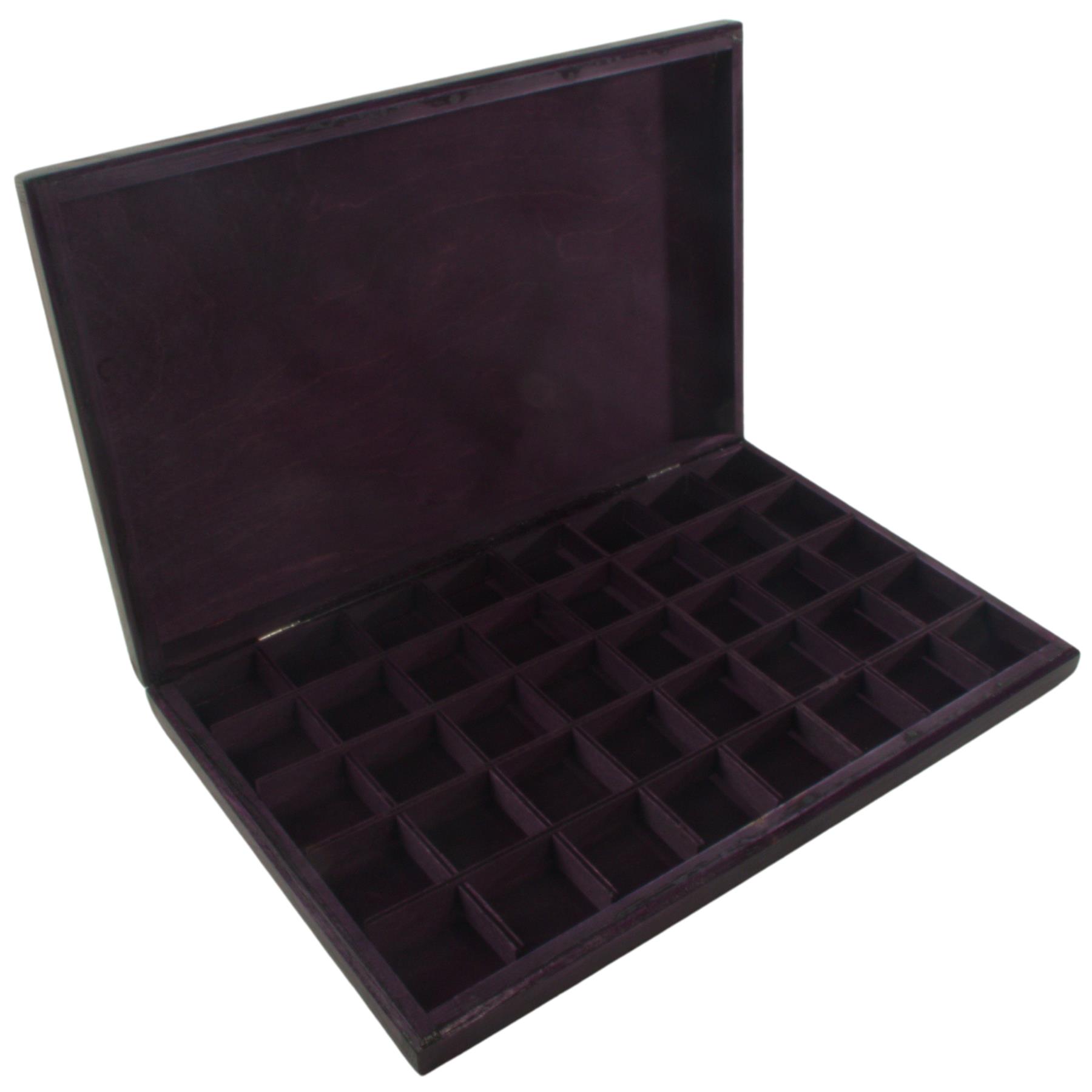 Hand-stained Wooden 40 Compartments Shallow Boxes for Gems Beads Jewellery - Picture 37 of 60