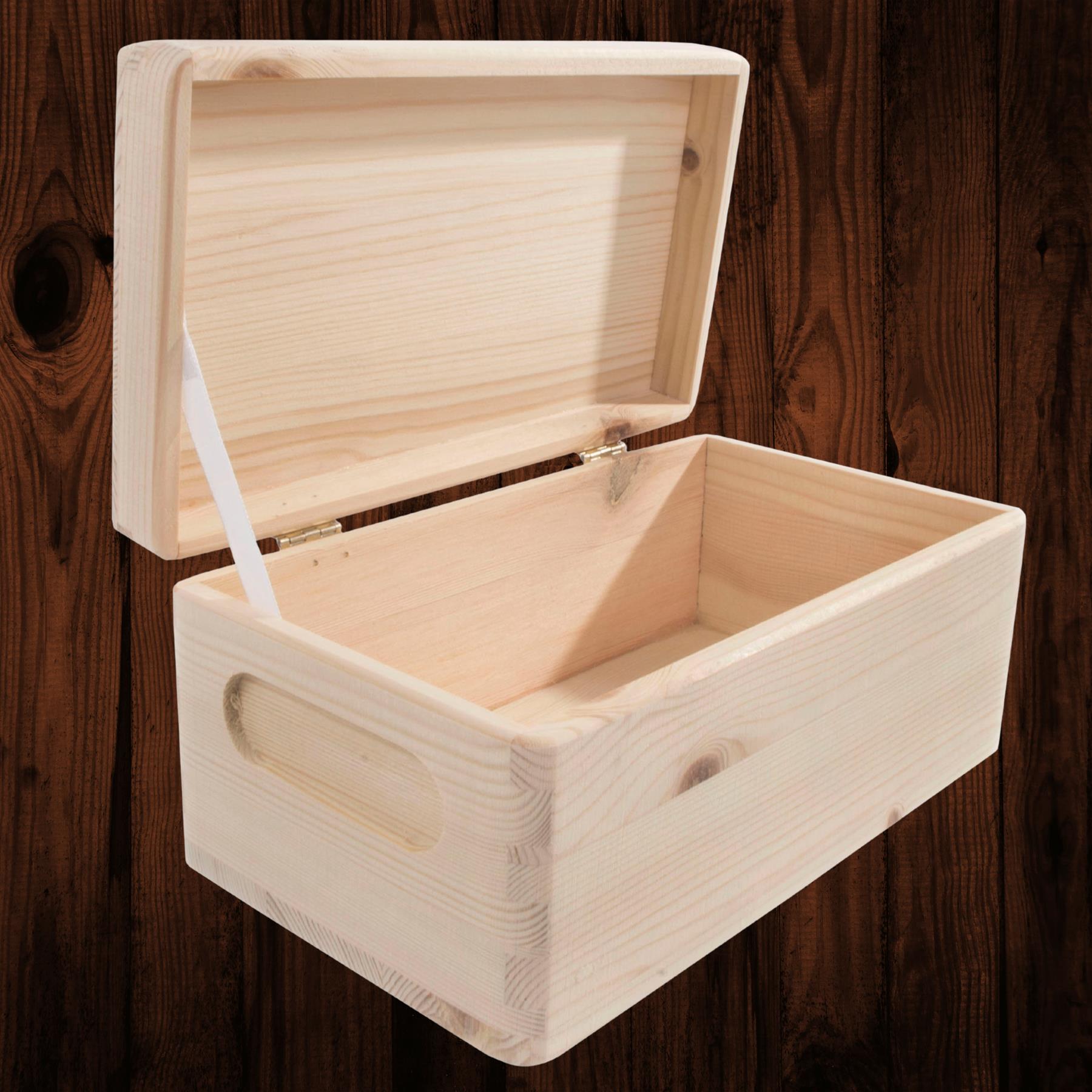 Wooden Lidded Decorative Memory Storage Chest Boxes / 5 Sizes / Small to Large - Picture 5 of 58