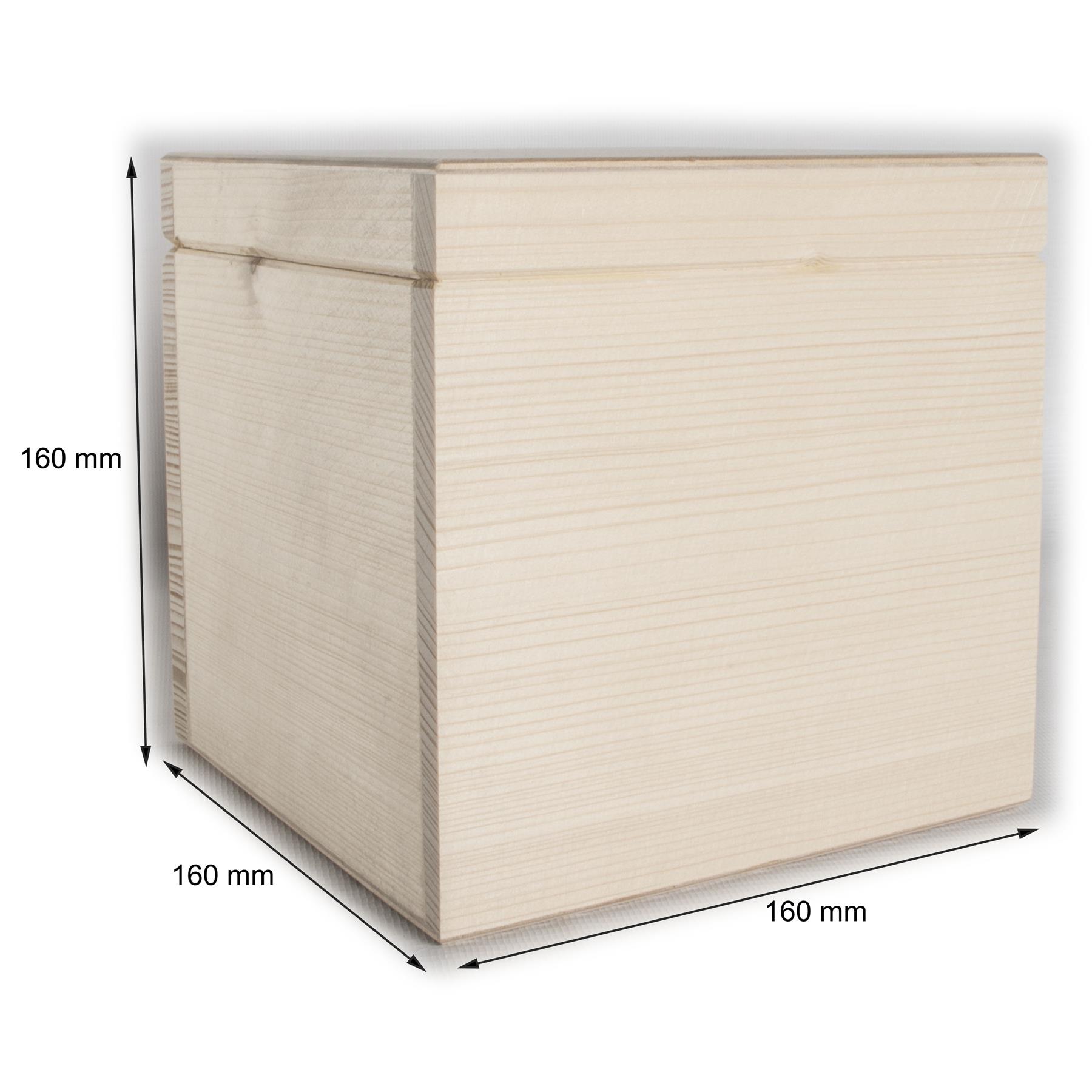 Square Wooden Lid Boxes | Plain Pine for Craft | Keepsake Trinket Memory Storage - Picture 141 of 238