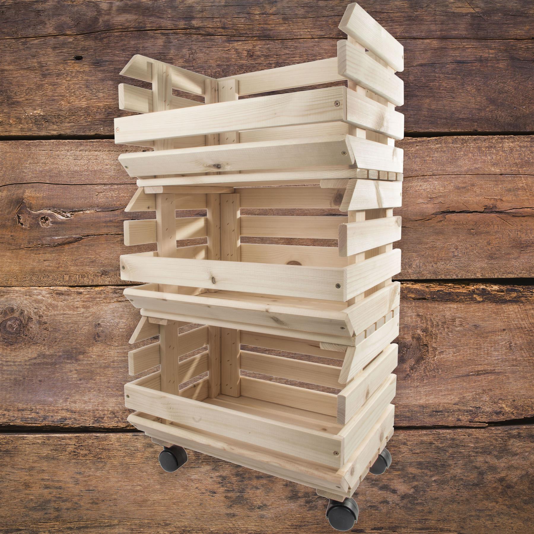 Wooden Unpainted Stackable Storage Box Crate Container Display Unit 1-3 Tier - Picture 46 of 49