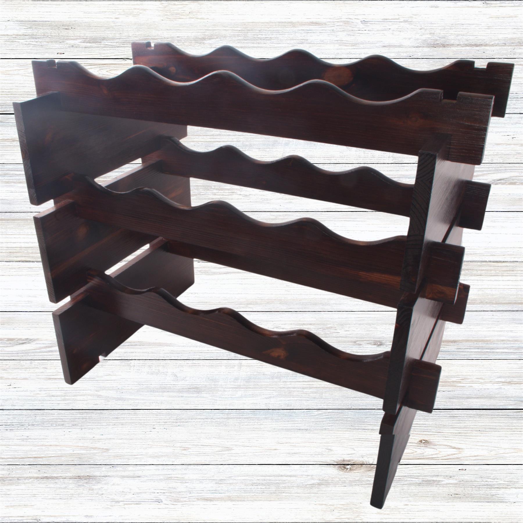 Weinregal aus Holz freistehend stapelbar modulare Wellenanzeige Flaschenhalter Regal - Bild 38 von 50
