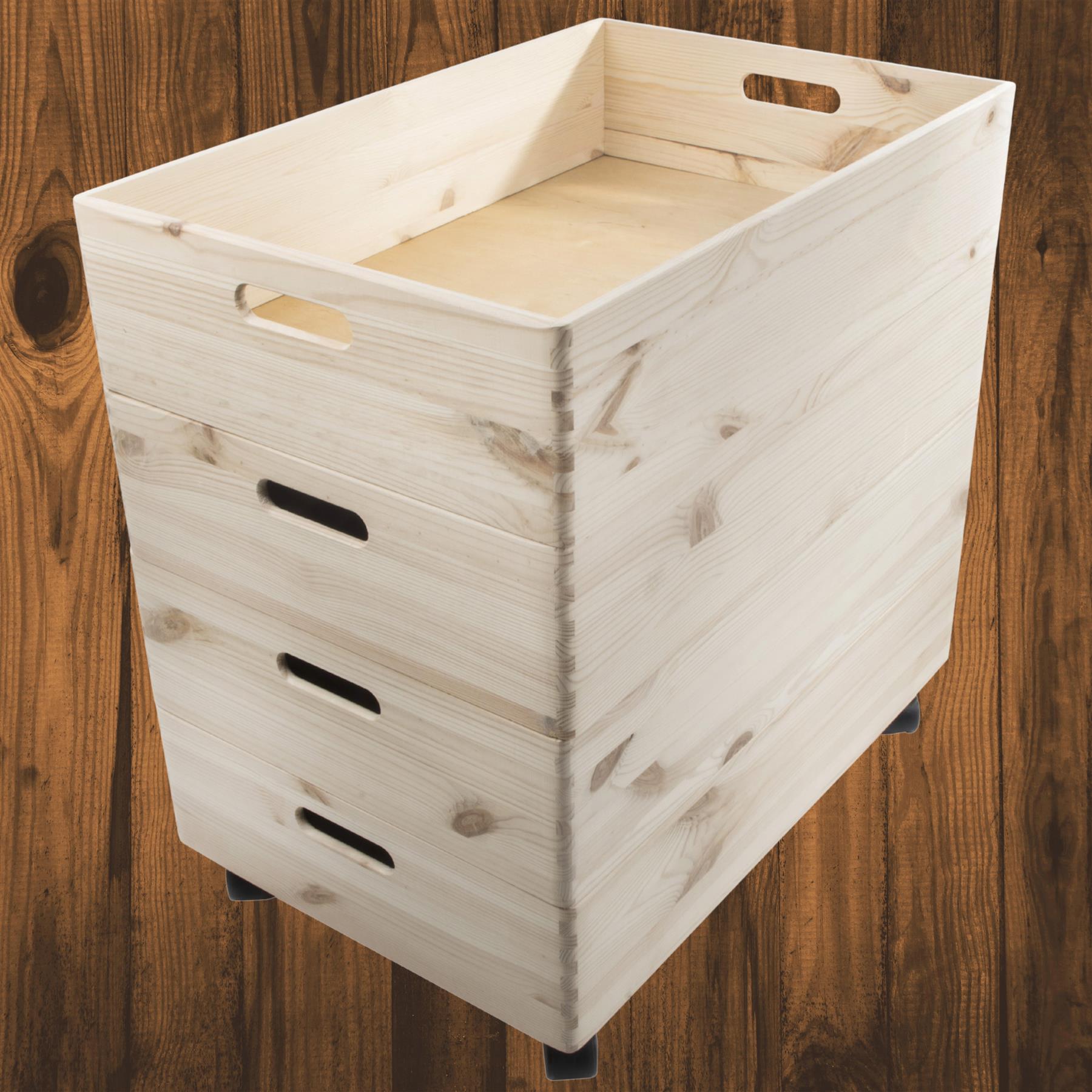 Choice of Plain Stacking Extra Large Shallow Wooden Open Crates Boxes on Wheels - Picture 35 of 45
