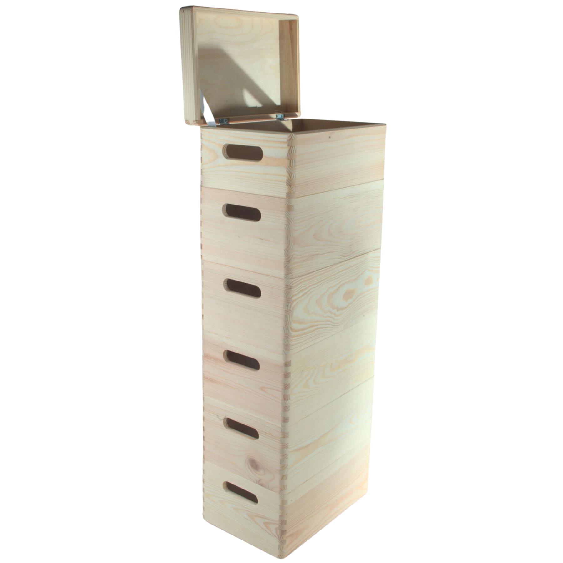 Wooden Stacking Storage Boxes Narrow Small Spaces Bathroom Kitchen Slim Crates - Picture 60 of 61