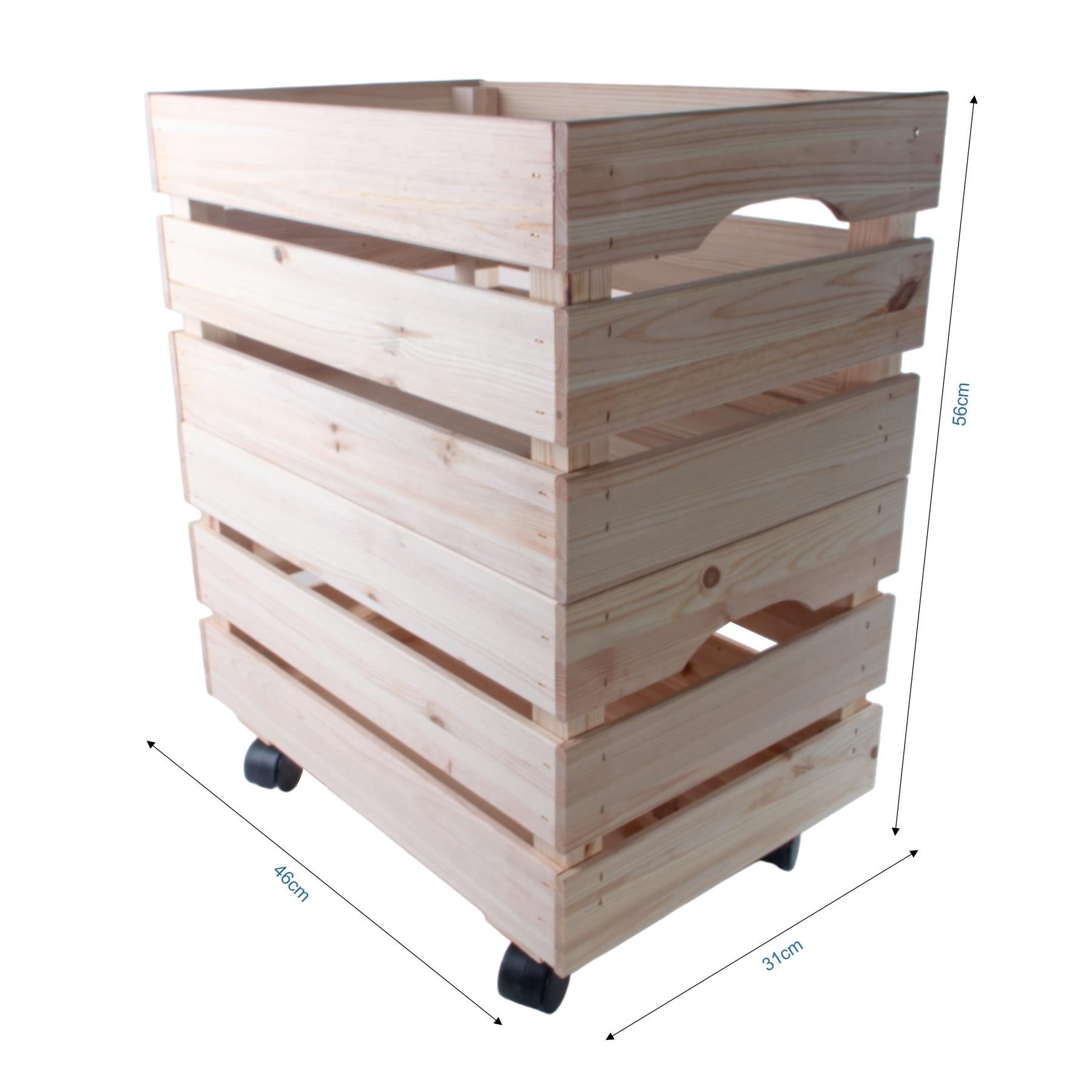 Large Wooden Crate With Wheels |1-4 Tier| Plain Pine Saving Space Storage Box - Picture 28 of 60