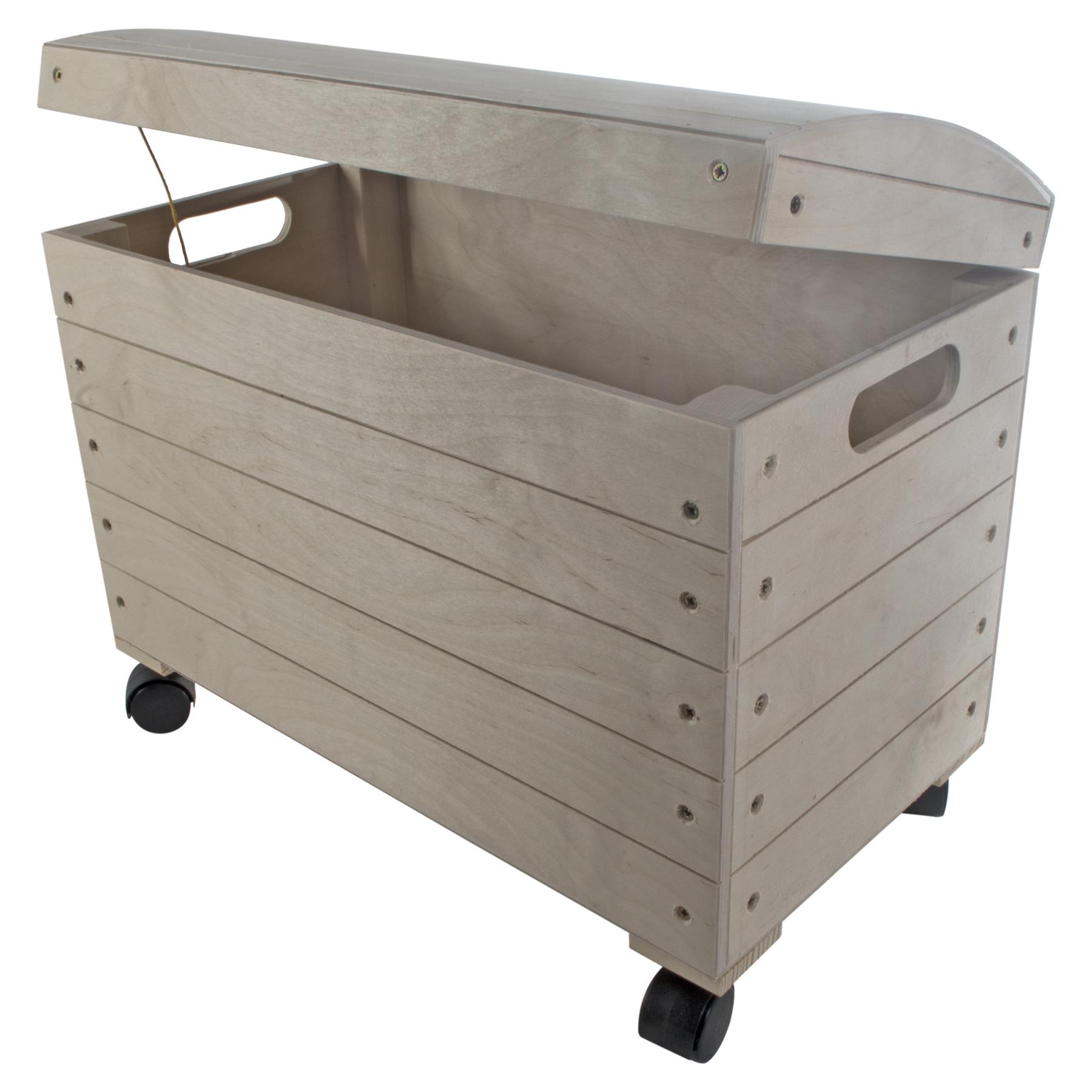 Wooden Trunk Chest Storage Box Lid & Wheels | Paint Yourself | Choice of Sizes - Picture 4 of 21