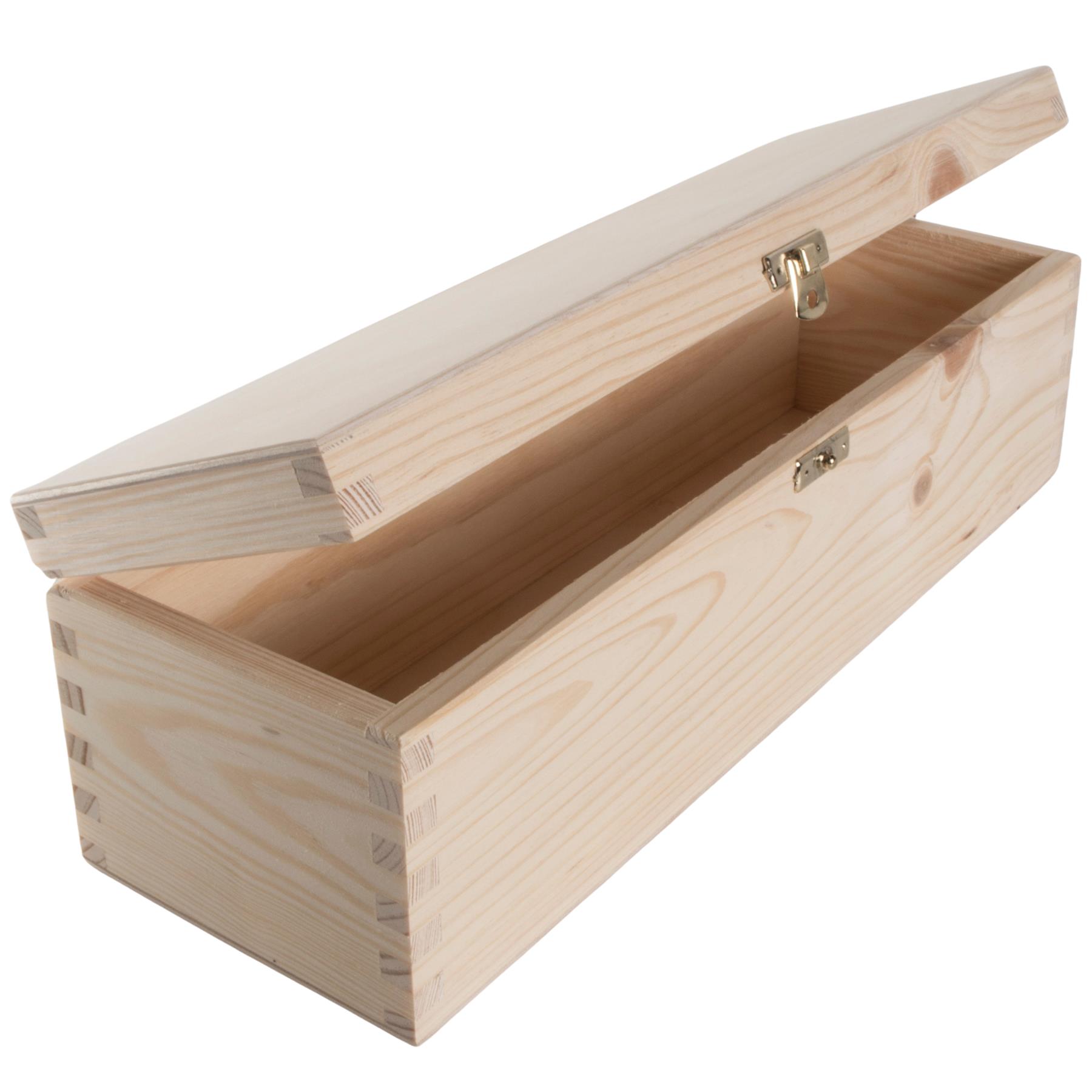 Rectangular Long Oblong Trinket Wooden Box Case / Plain Decorative Pine/ 2 Sizes - Picture 18 of 23