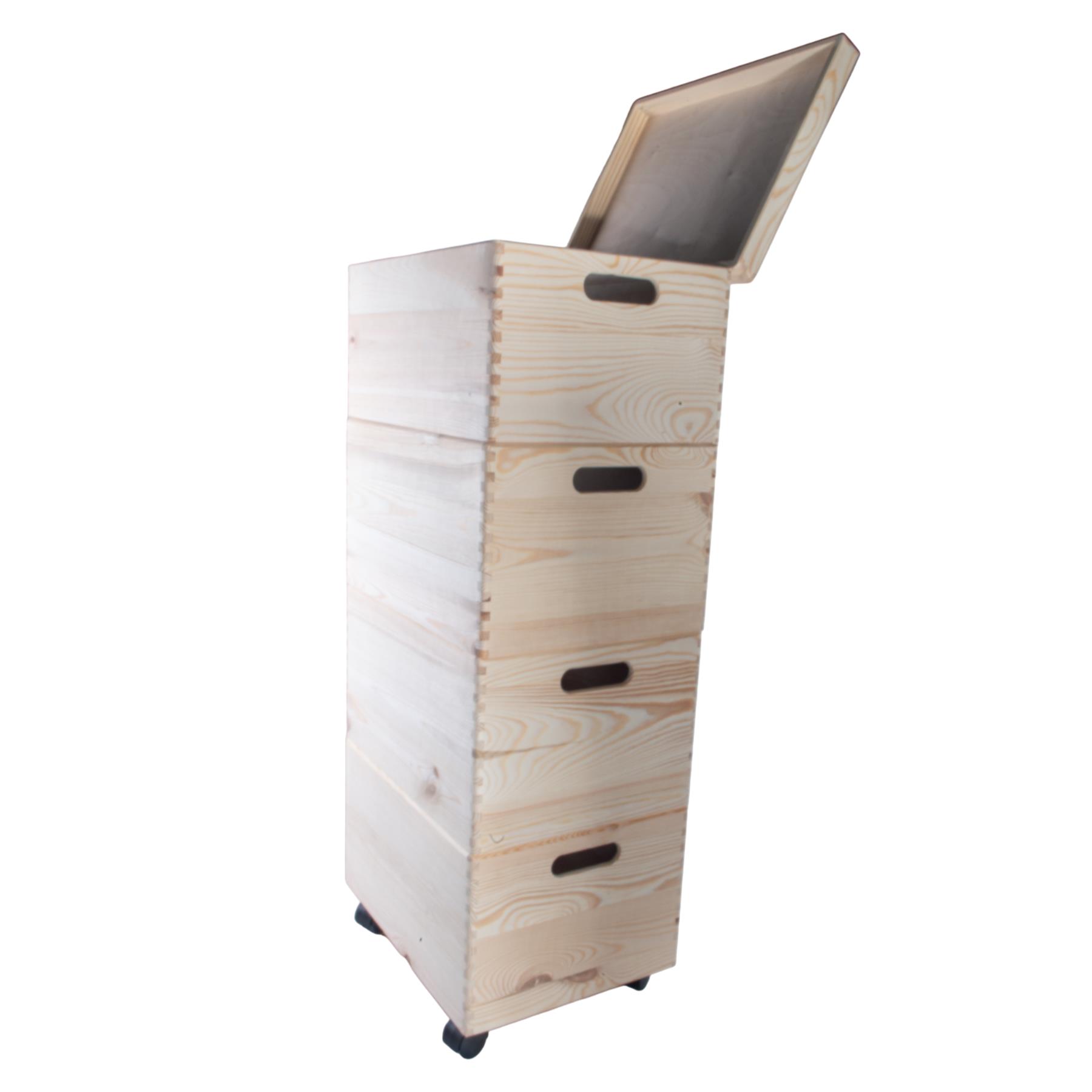 Grandes cajas de madera apilables con asas de tapa ruedas - Imagen 34 de 68