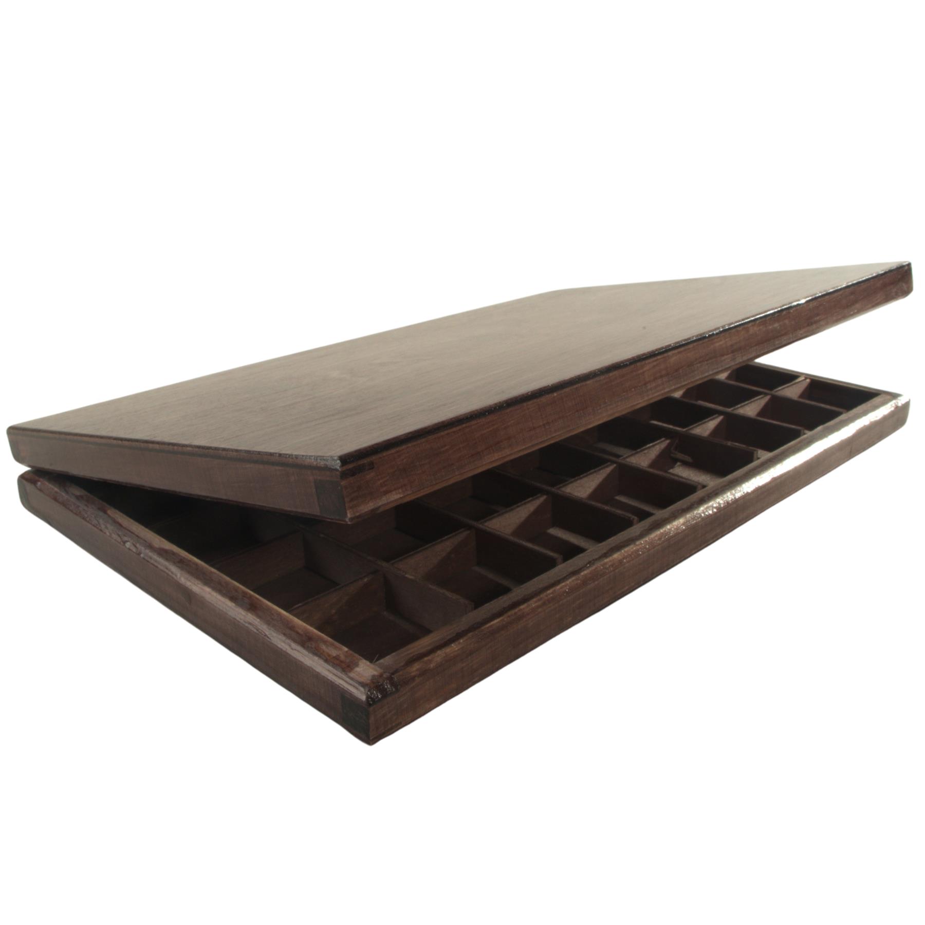 Hand-stained Wooden 40 Compartments Shallow Boxes for Gems Beads Jewellery - Picture 28 of 60
