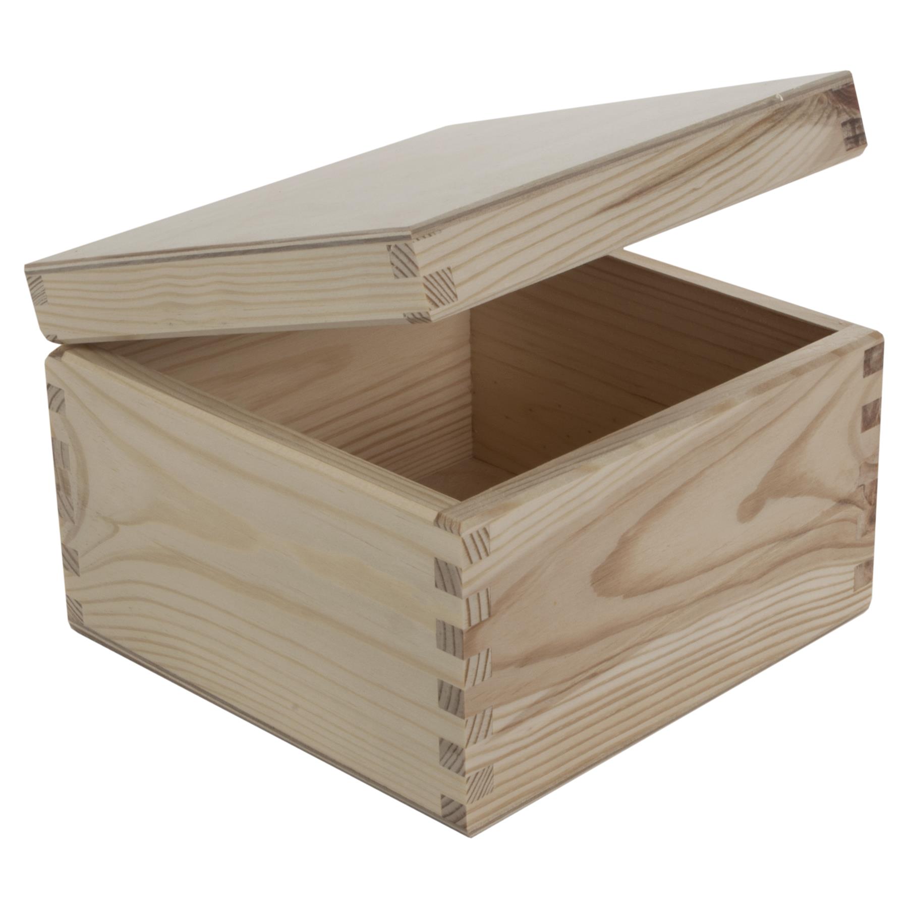 Square Wooden Lid Boxes | Plain Pine for Craft | Keepsake Trinket Memory Storage - Picture 113 of 238